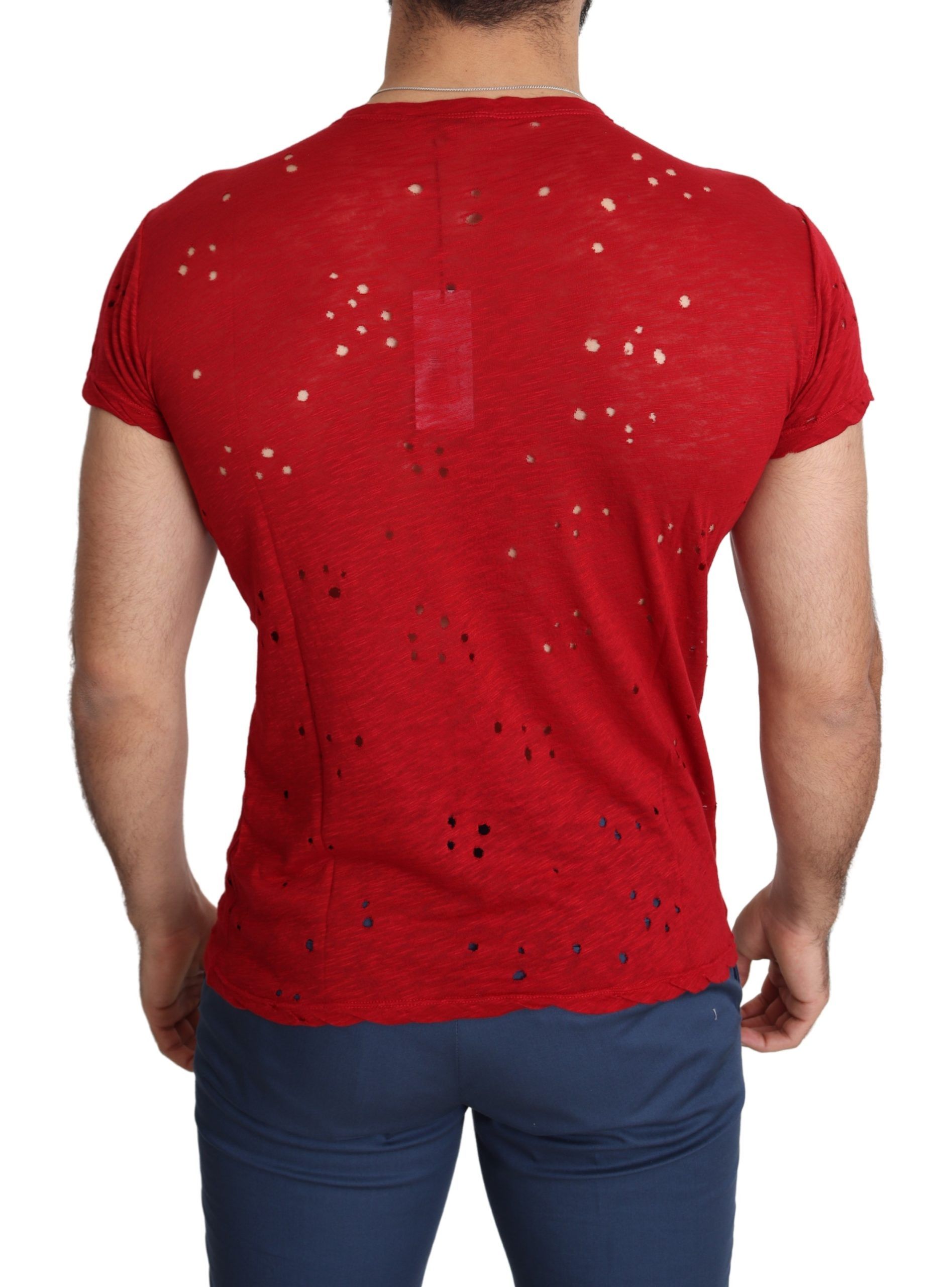 1458651.jpg Radiant Red Cotton Tee Perfect For Everyday Style - Image 3