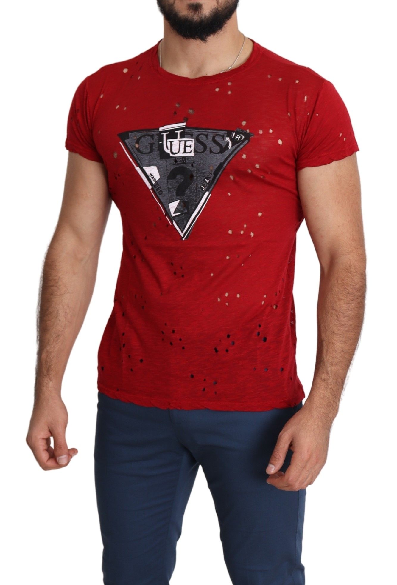 1458653.jpg Radiant Red Cotton Tee Perfect For Everyday Style - Image 5