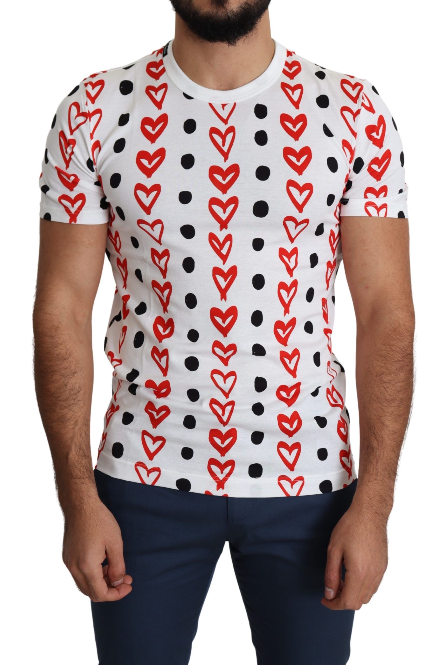 1458758.jpg Chic White Cotton Tee with Heart Print - Image 2