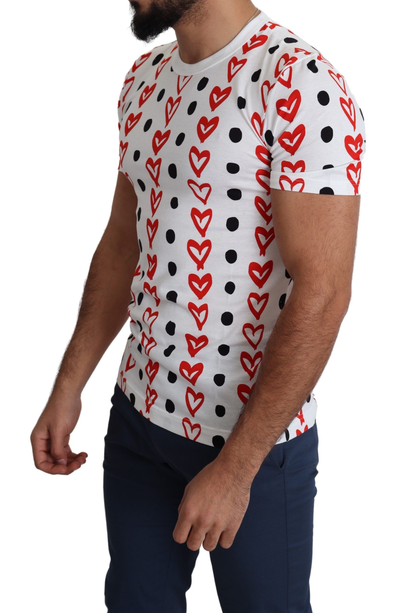 1458759.jpg Chic White Cotton Tee with Heart Print - Image 3