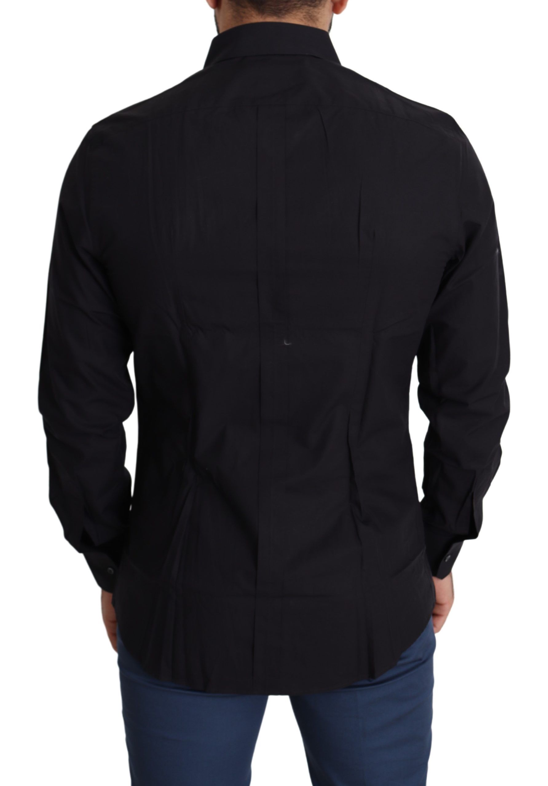 1459065.jpg Sleek Black Cotton Dress Shirt - Image 3