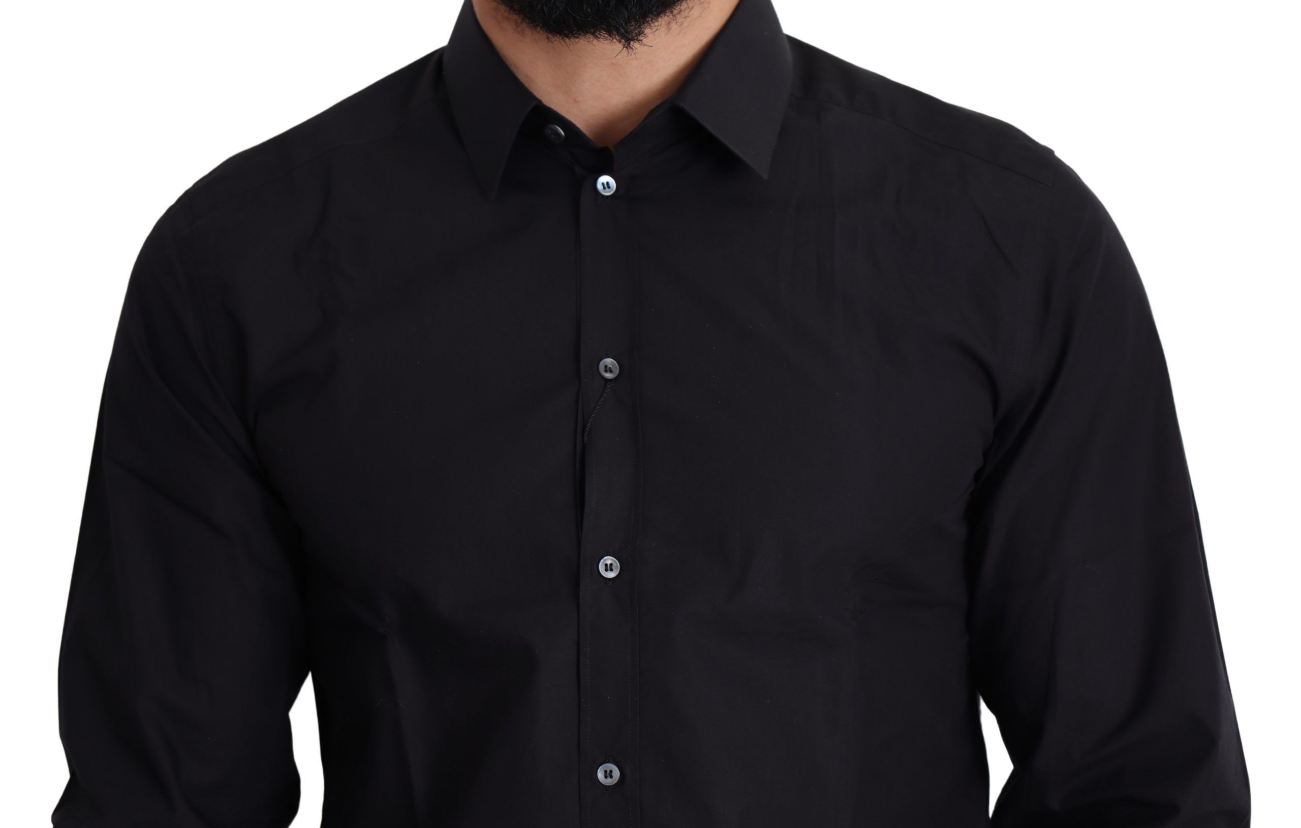 1459066.jpg Sleek Black Cotton Dress Shirt - Image 4