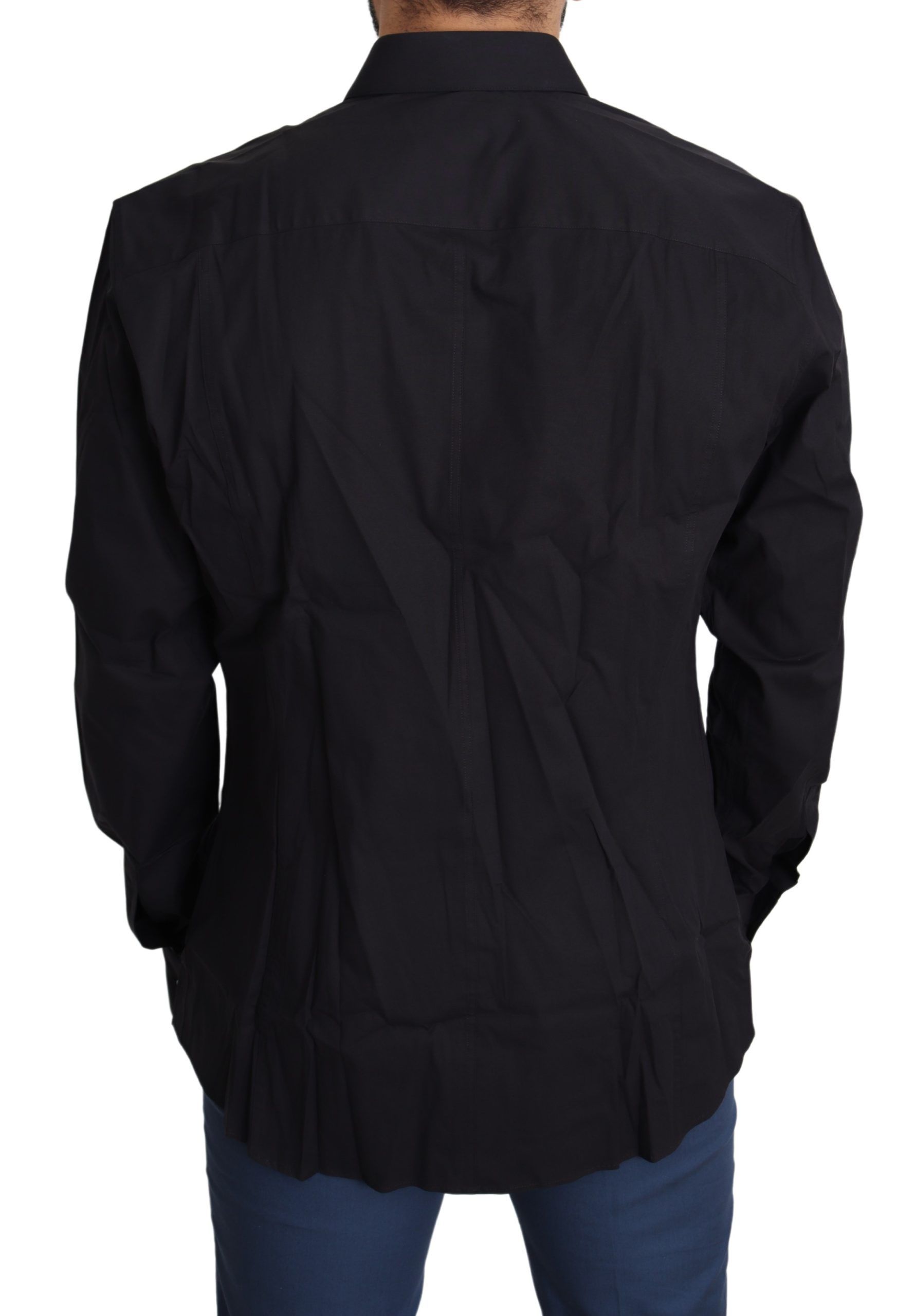 1459092.jpg Elegant Slim Fit Black Dress Shirt - Image 3