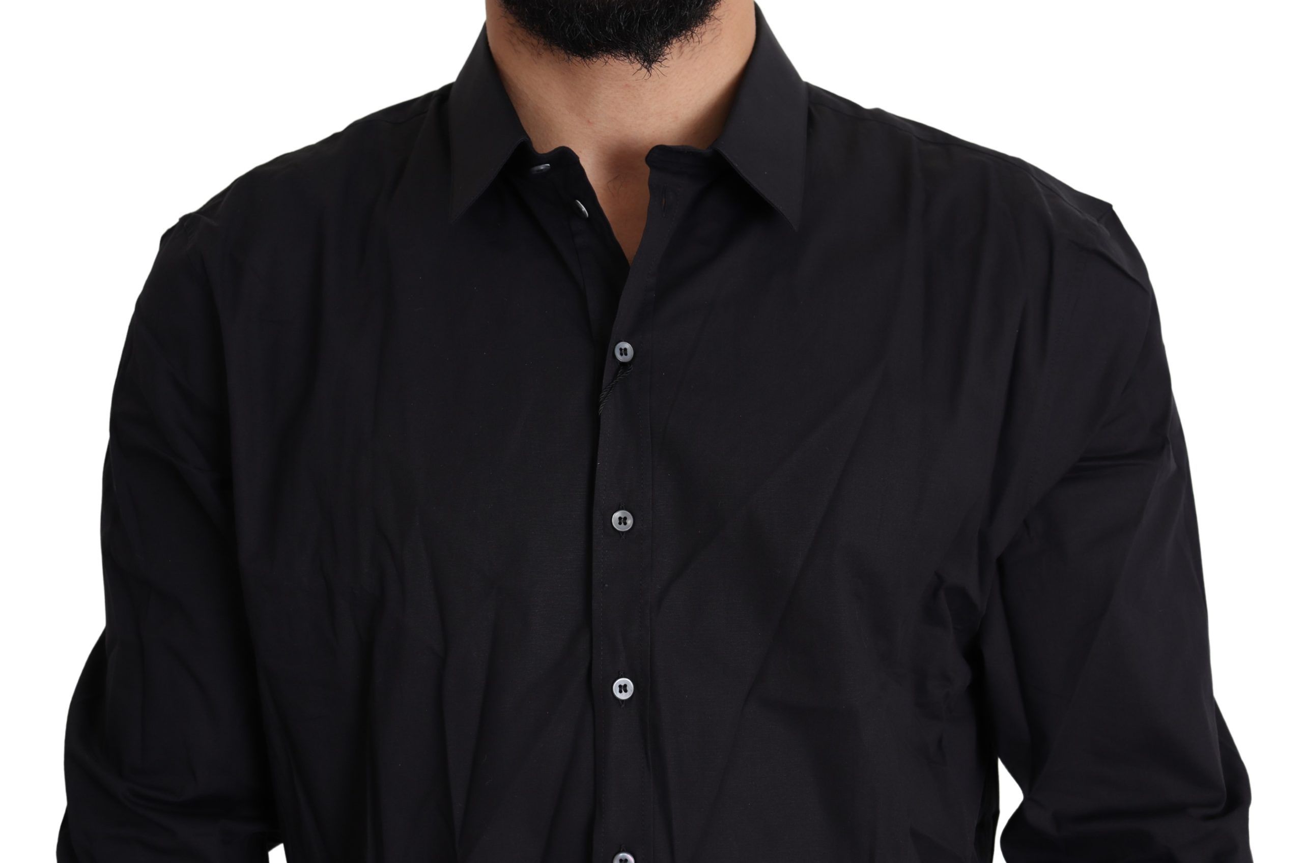 1459093.jpg Elegant Slim Fit Black Dress Shirt - Image 4
