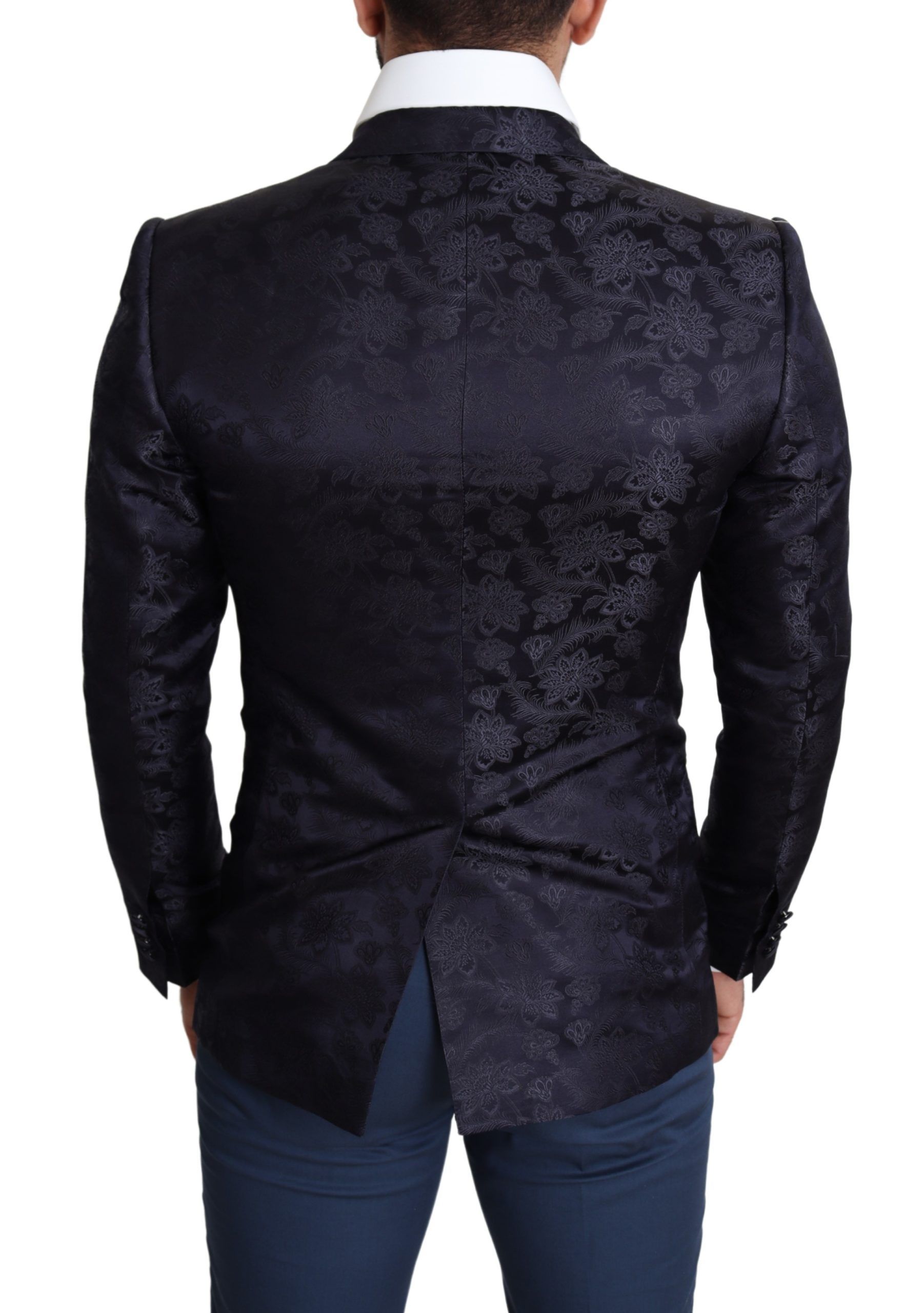 1459307.jpg Elegant Silk Blend Martini Blazer in Blue - Image 2