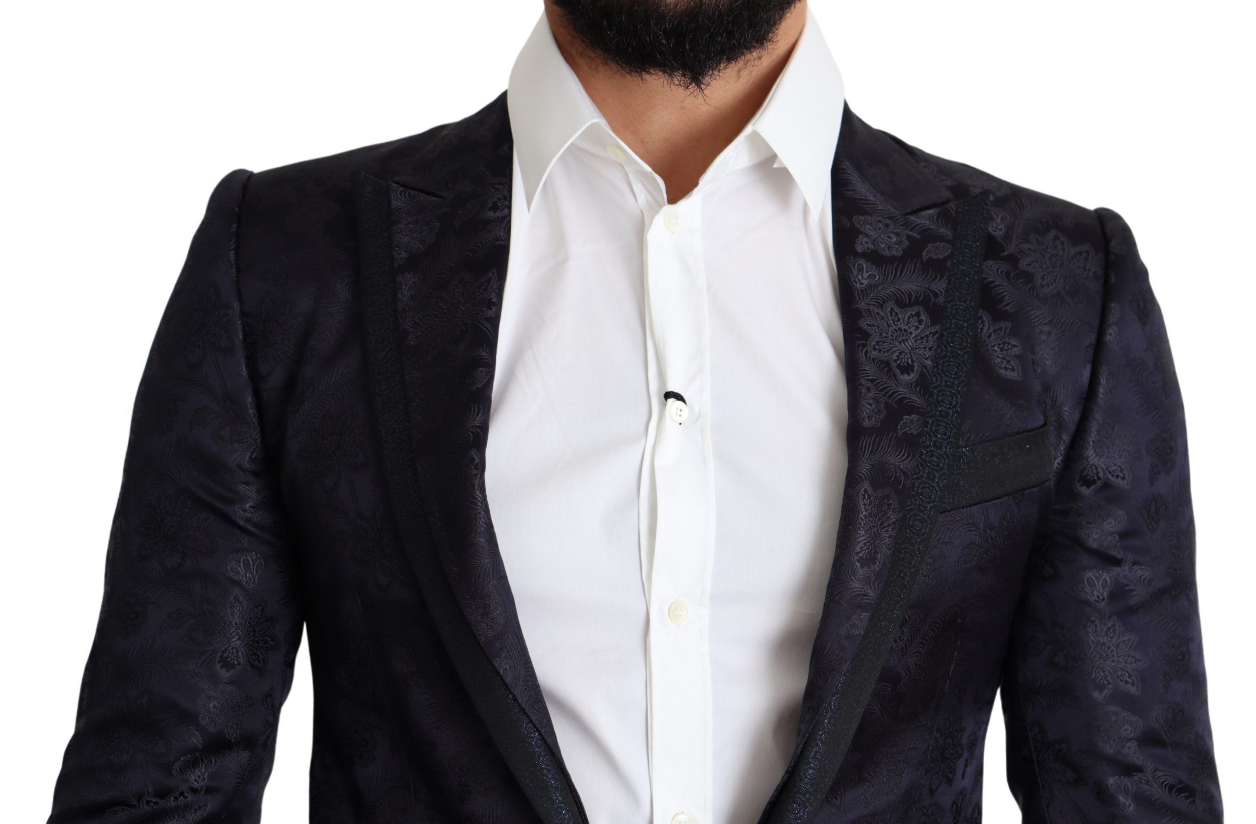 1459308.jpg Elegant Silk Blend Martini Blazer in Blue - Image 3
