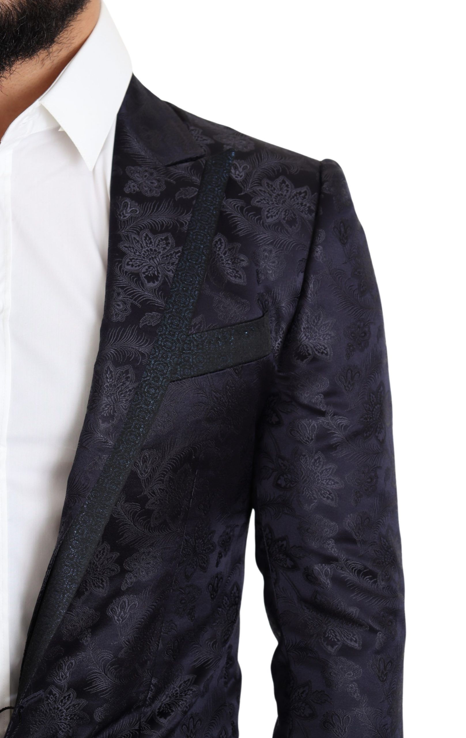 1459309.jpg Elegant Silk Blend Martini Blazer in Blue - Image 4