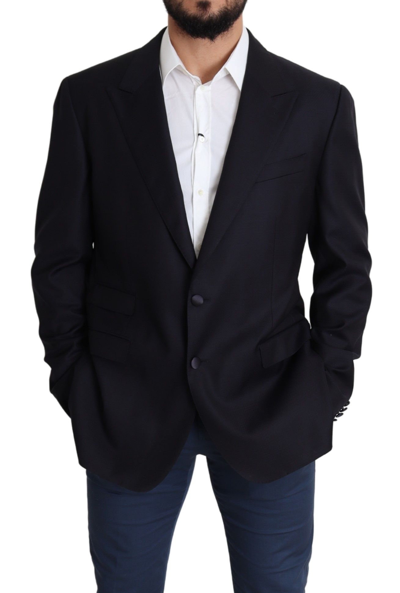1459350.jpg Elegant Black Virgin Wool Men's Blazer - Image 2