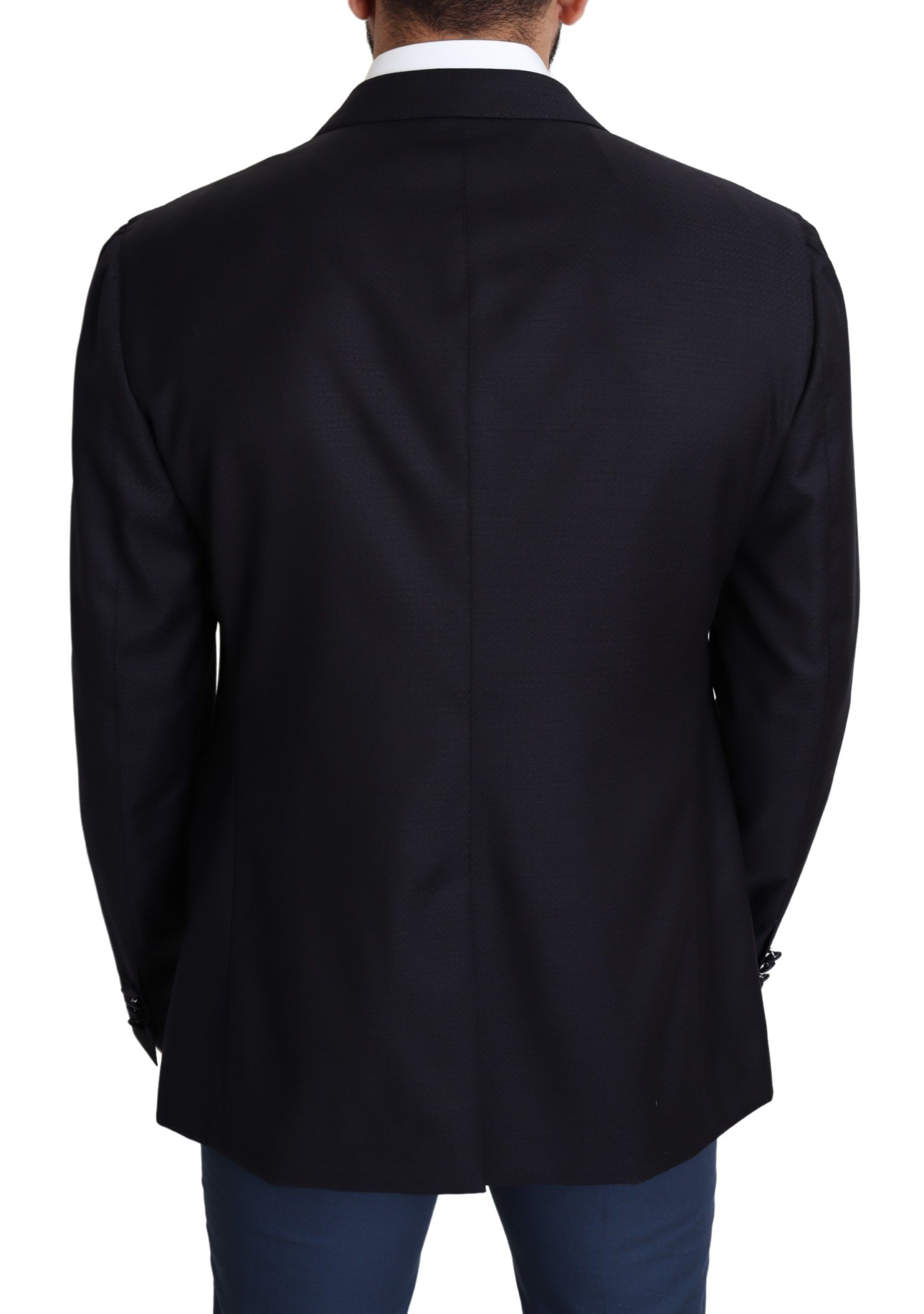1459354.jpg Elegant Black Virgin Wool Men's Blazer - Image 5