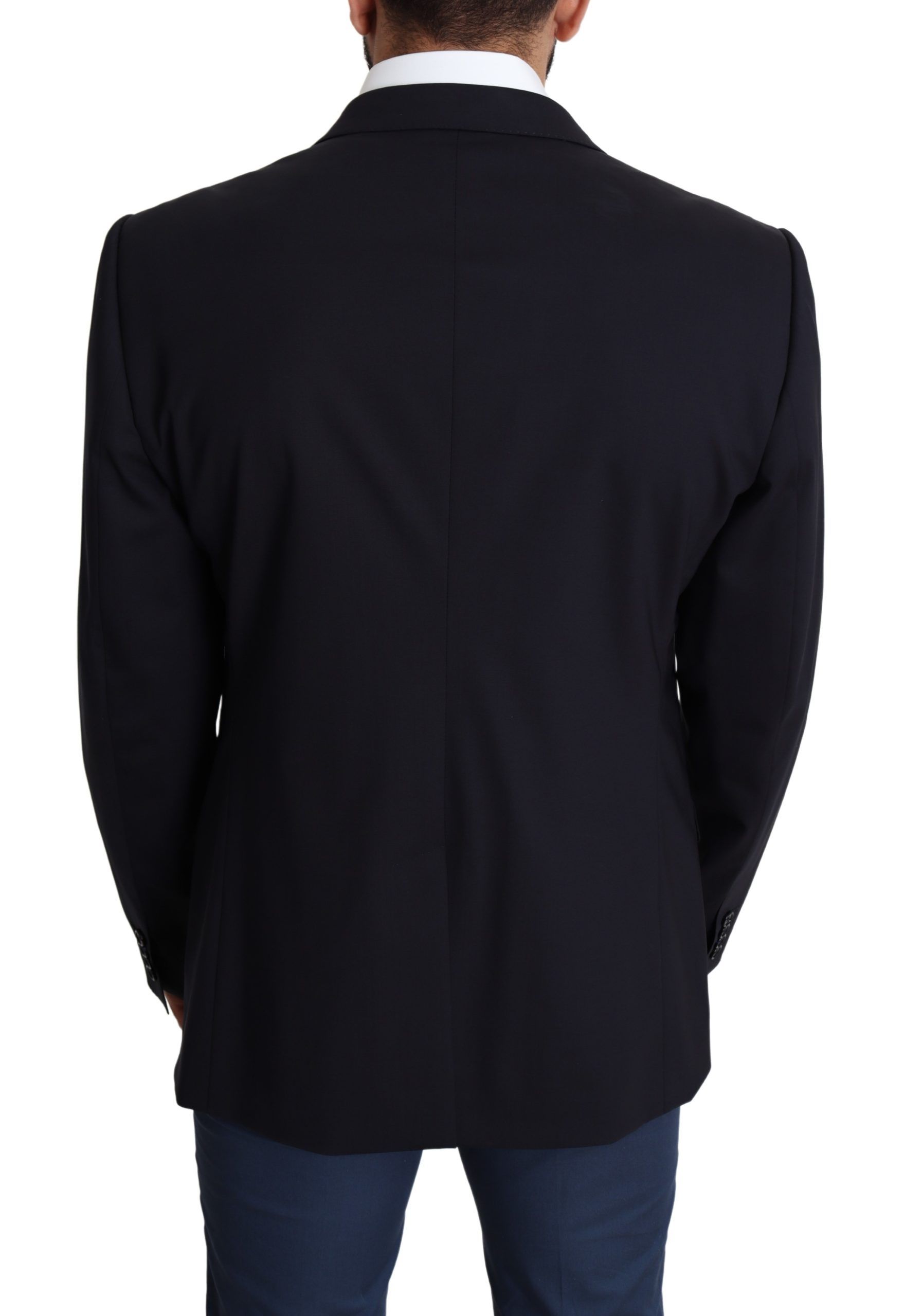 1459378.jpg Exquisite Black Wool Stretch Martini Blazer - Image 2