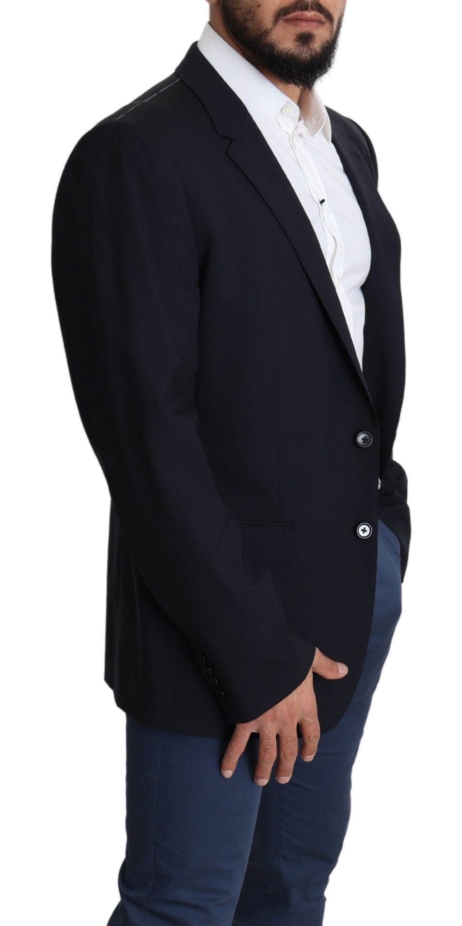 1459381.jpg Exquisite Black Wool Stretch Martini Blazer - Image 5
