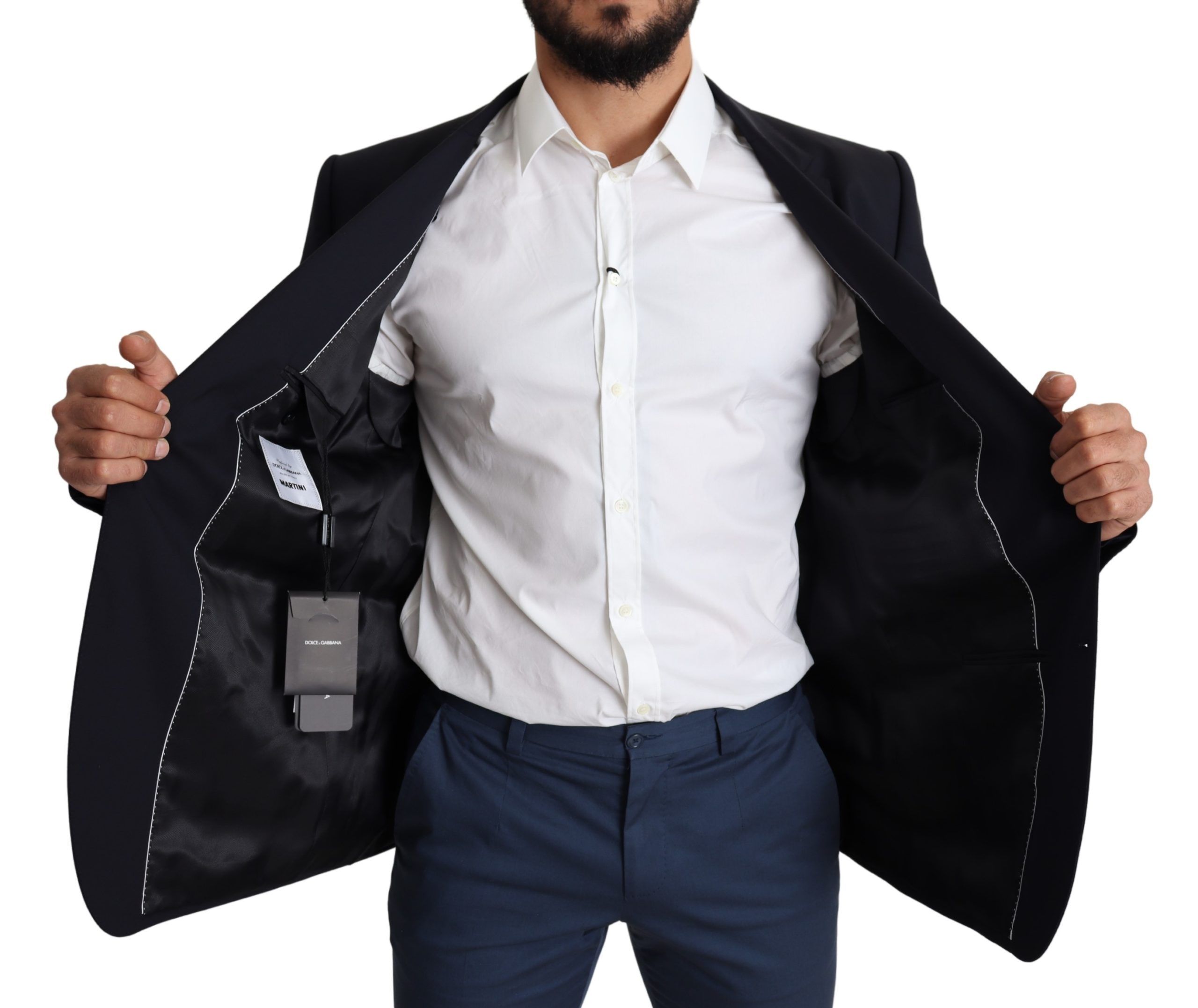 1459382.jpg Exquisite Black Wool Stretch Martini Blazer - Image 6