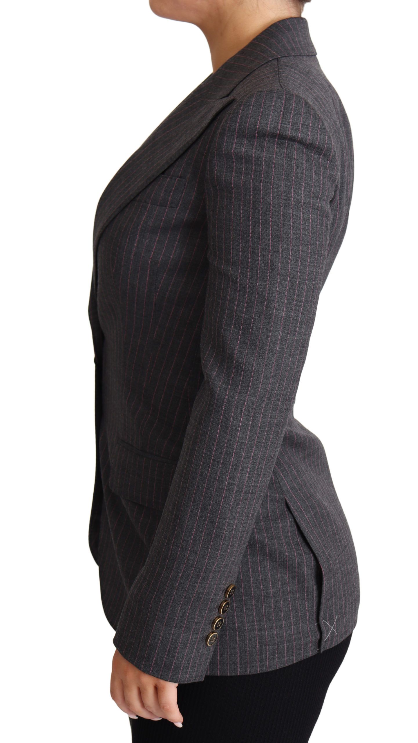 1470730.jpg Elegant Gray Stretch Wool Blazer - Image 5
