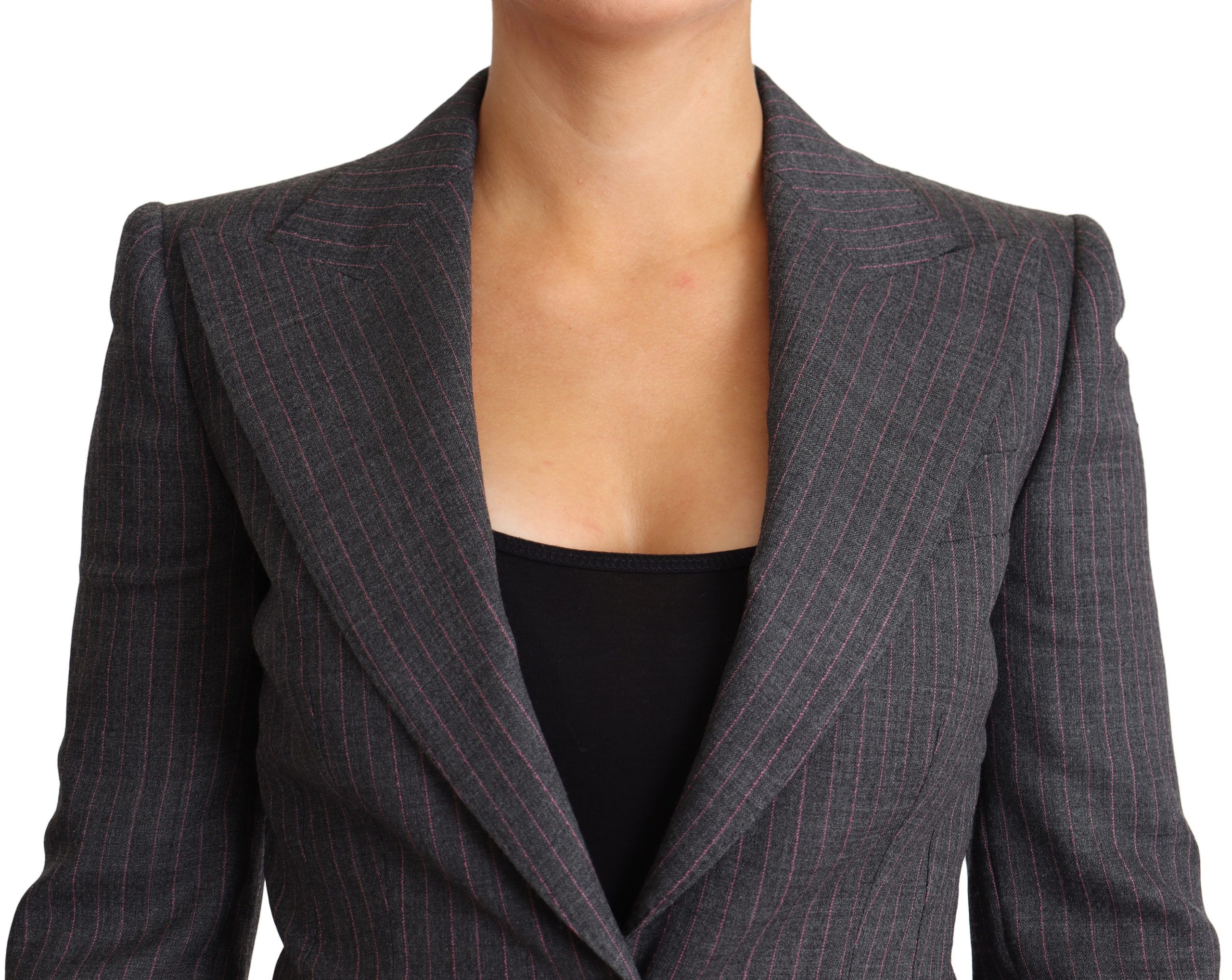 1470732.jpg Elegant Gray Stretch Wool Blazer - Image 3