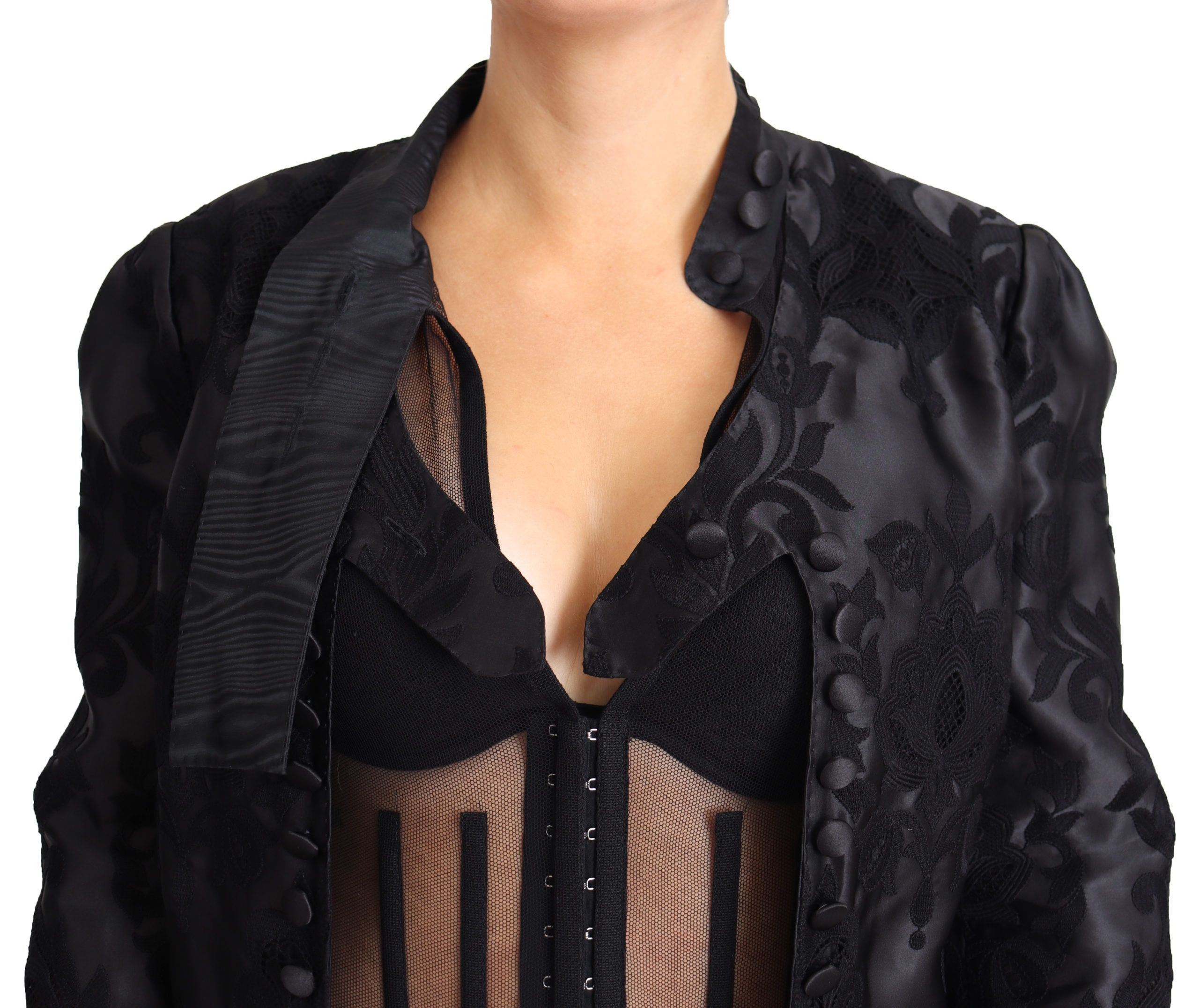 1470739.jpg Embroidered Silk Blend Foliage Jacket - Image 4