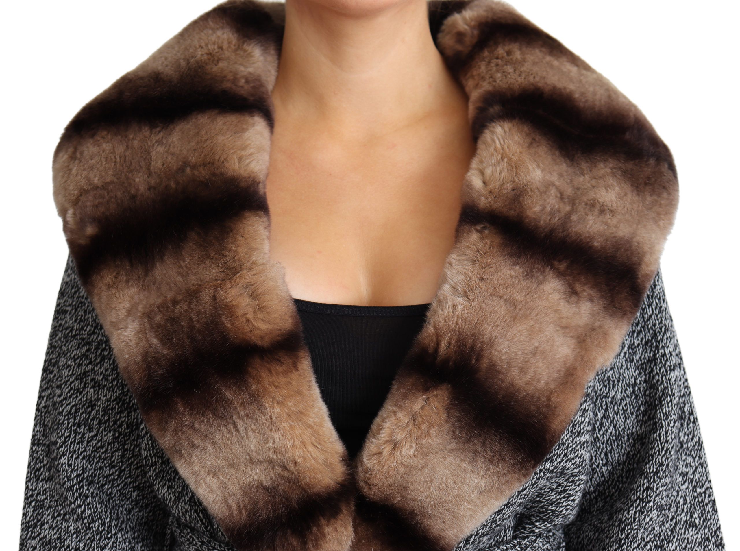 1470745.jpg Elegant Cashmere Cardigan with Rabbit Fur Collar - Image 4