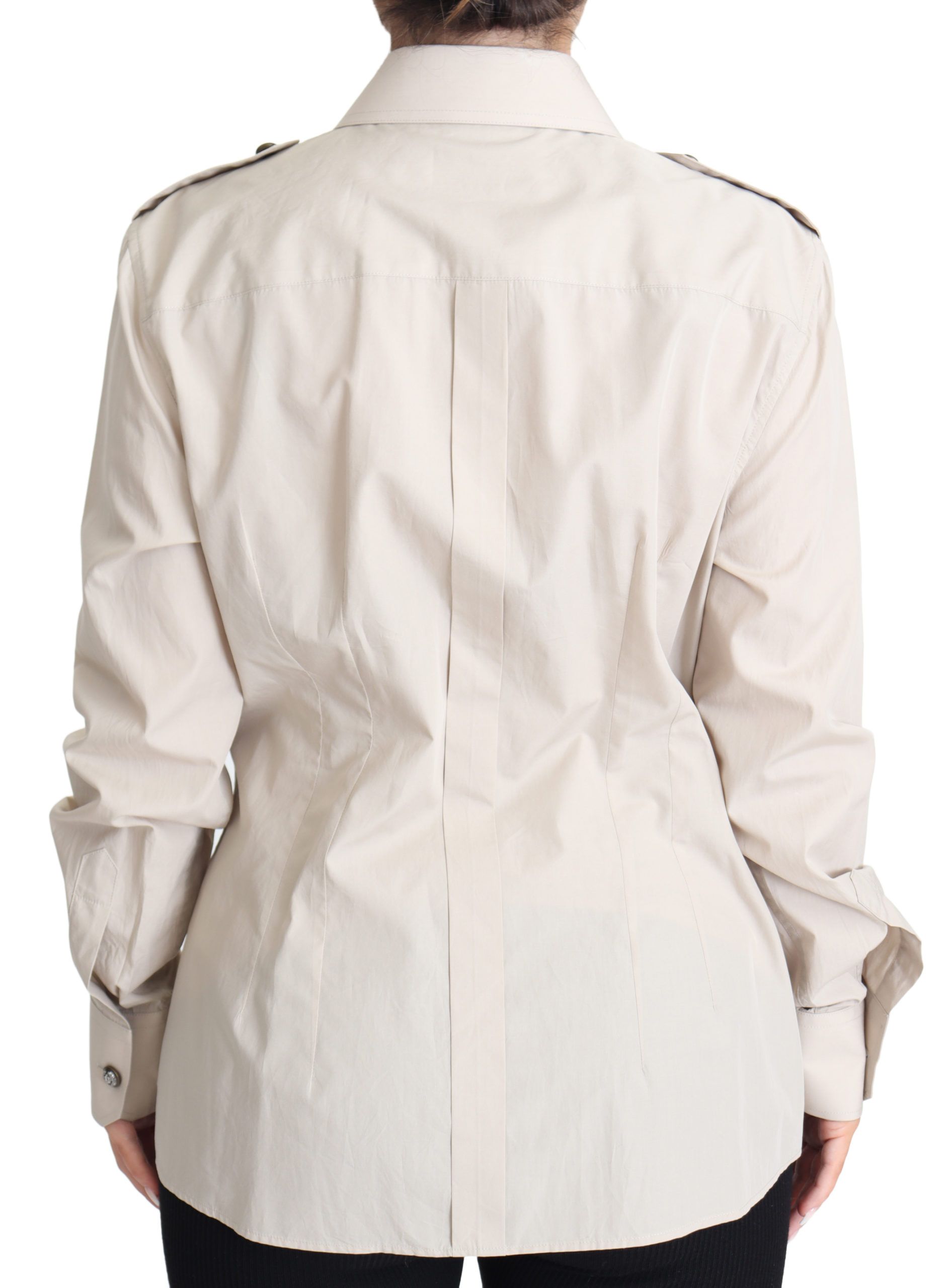 1475913.jpg Elegant Beige Cotton Safari Shirt - Image 2