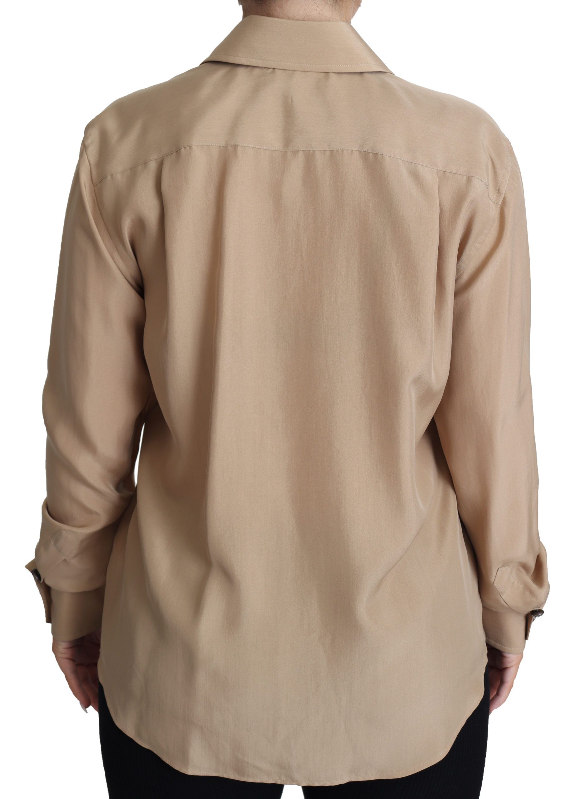1475927.jpg Elegant Beige Silk Shirt - Image 2