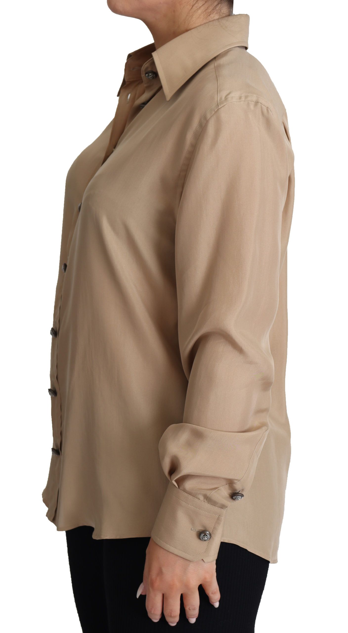 1475930.jpg Elegant Beige Silk Shirt - Image 4