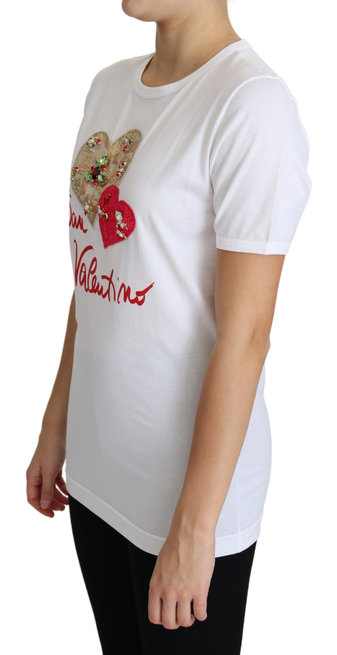 1476033.jpg Crystal-Embellished White Cotton Tee - Image 4
