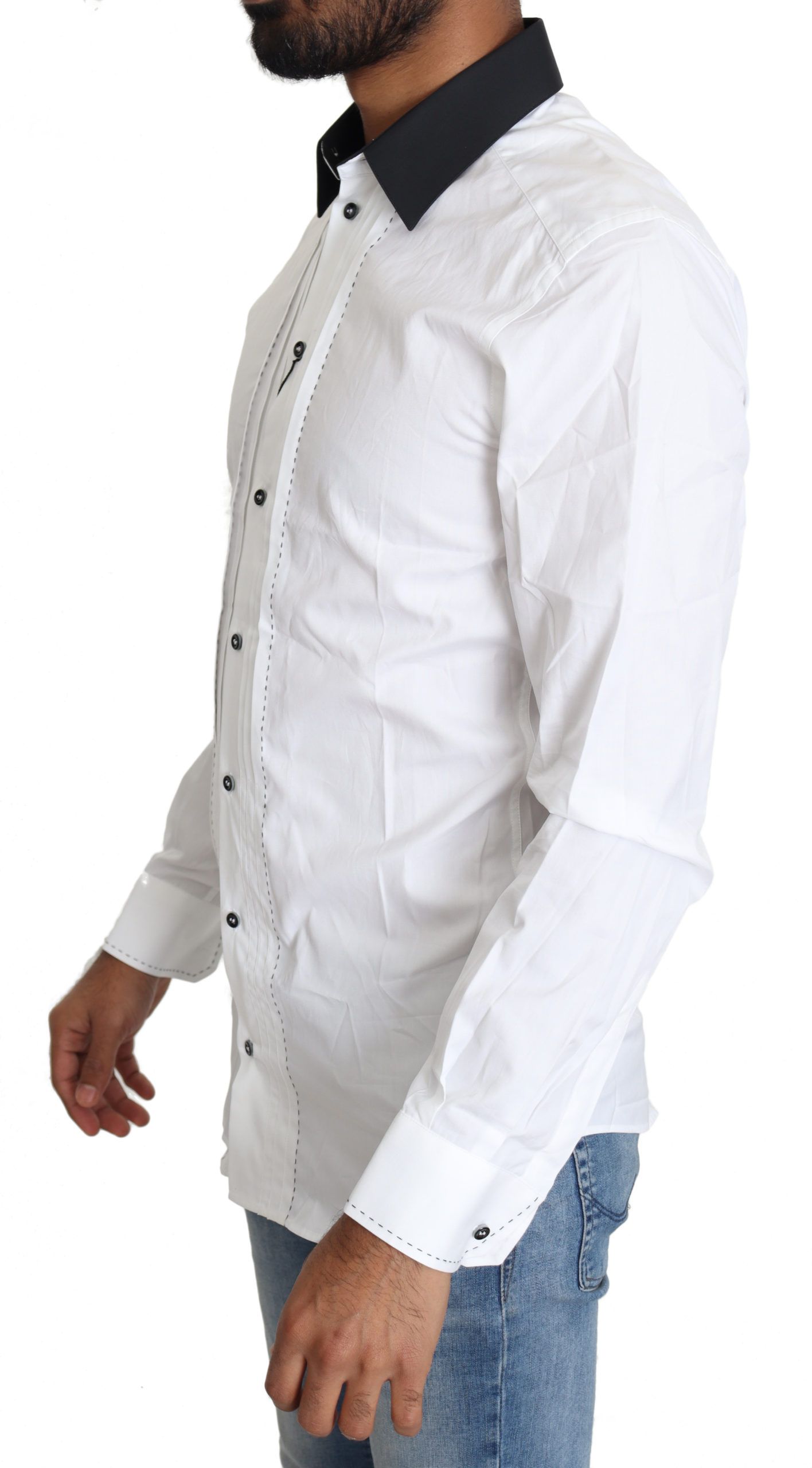 1476536.jpg Elegant White Slim Fit Dress Shirt - Image 4
