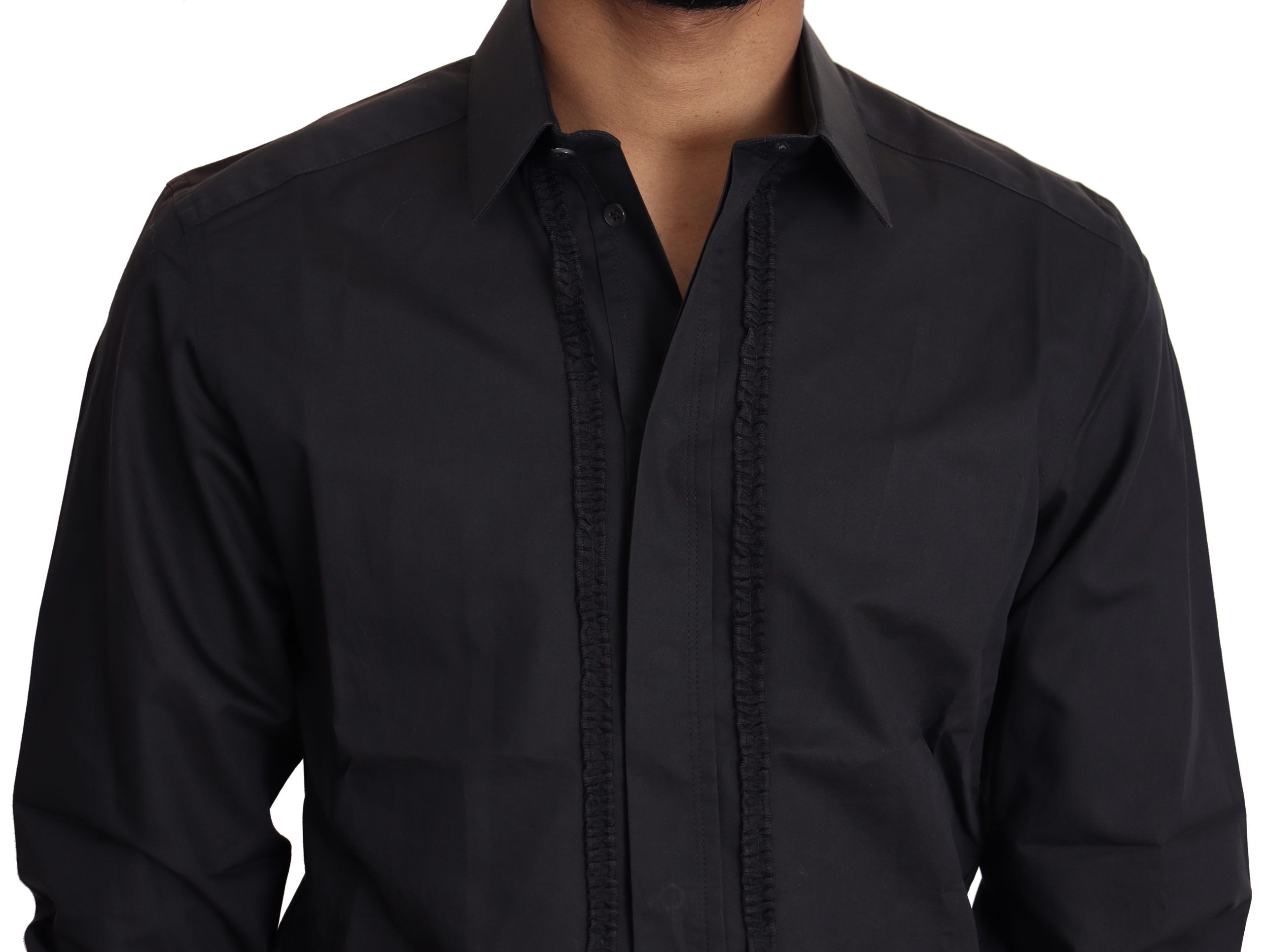 1476591.jpg Elegant Slim Fit Silk Blend Dress Shirt - Image 3