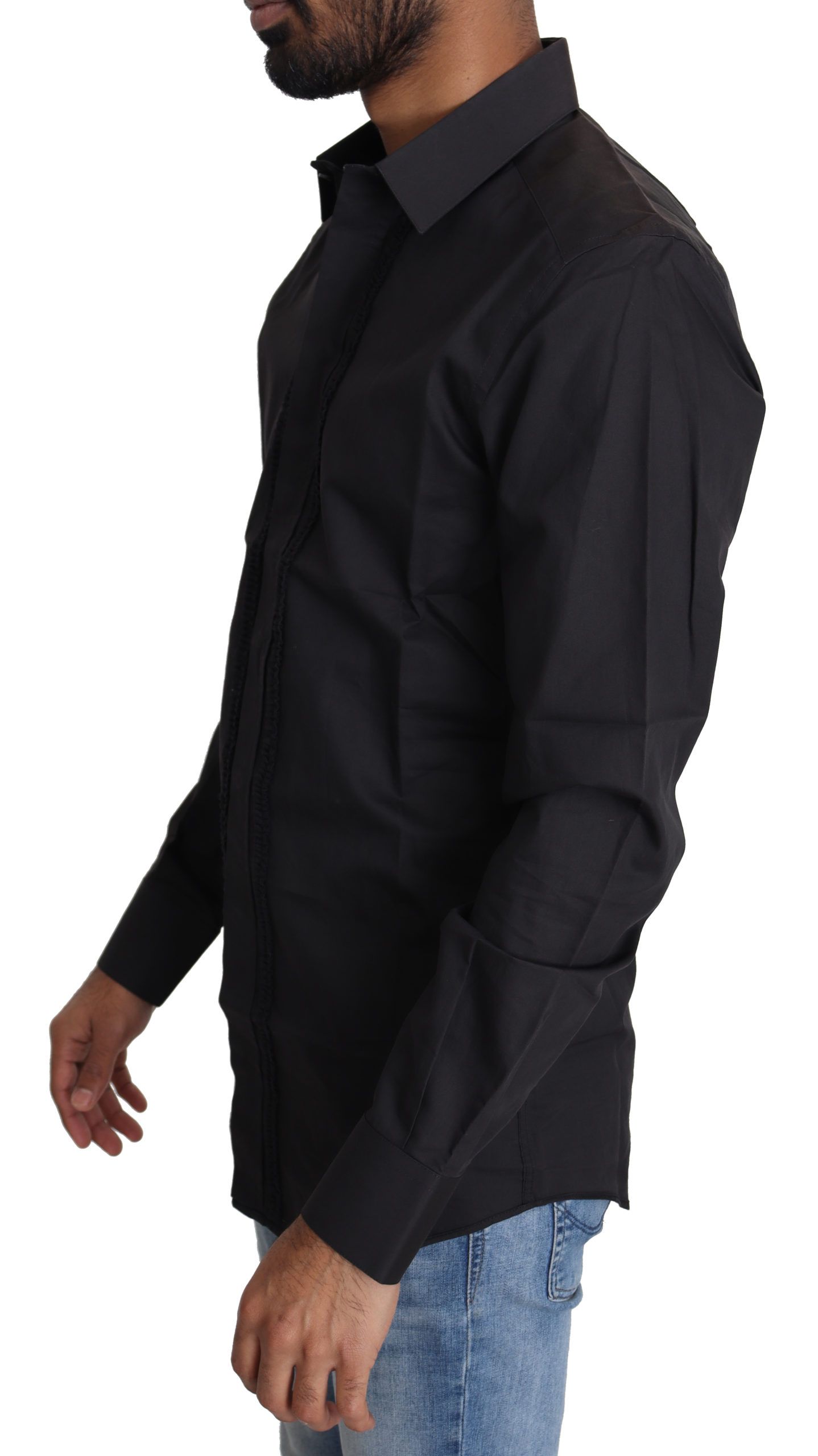 1476593.jpg Elegant Slim Fit Silk Blend Dress Shirt - Image 4