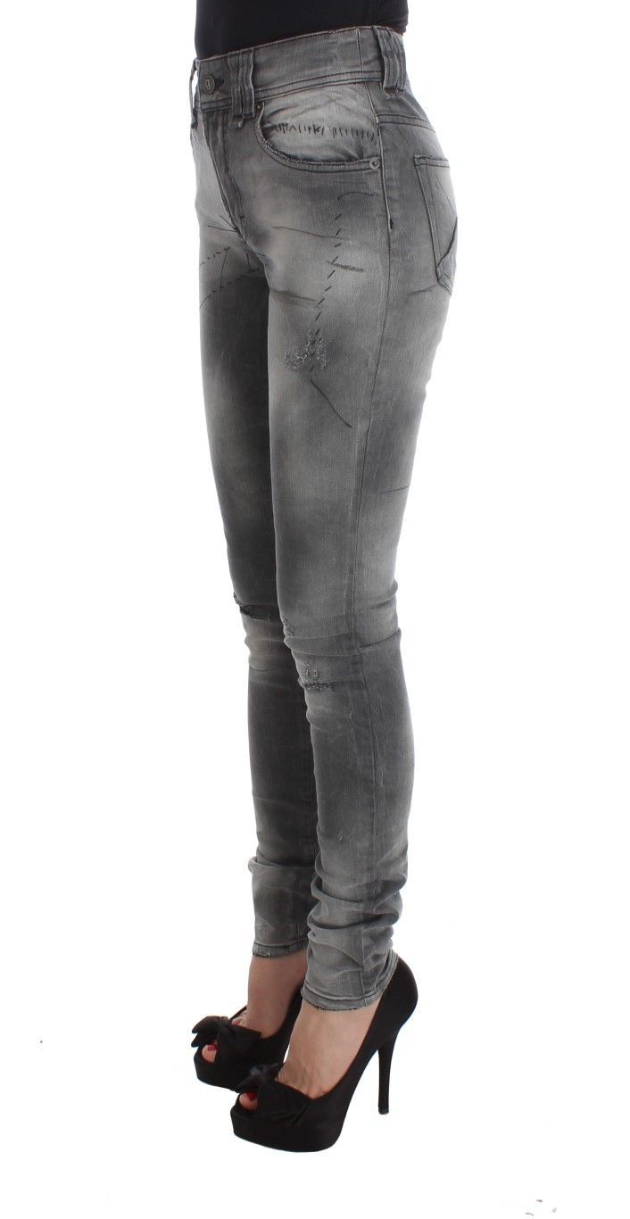 1480078.jpg Chic Gray Slim Fit Designer Jeans - Image 2