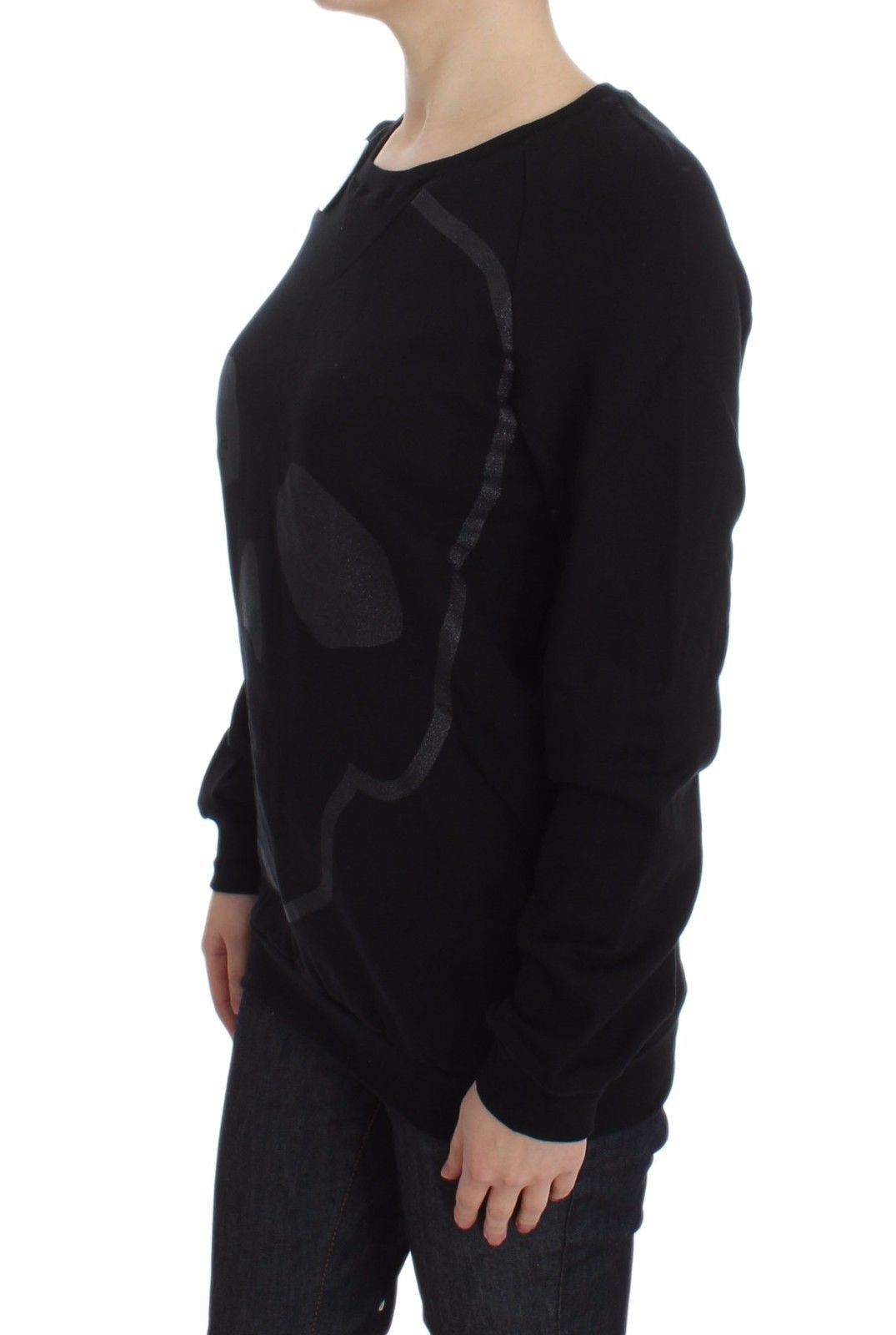 1480091.jpg Chic Skull Motif Crew-Neck Cotton Sweater - Image 2