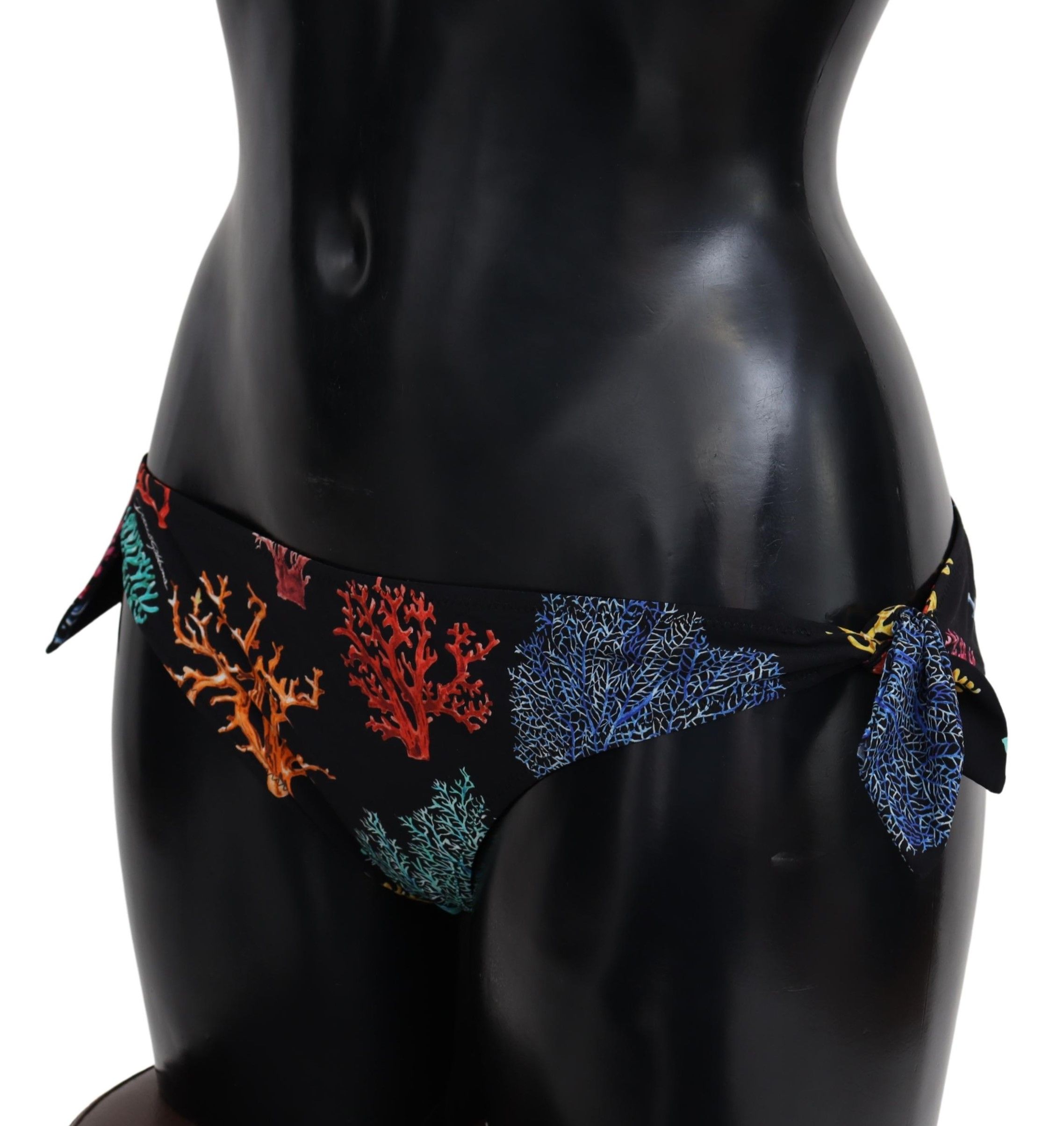 1483401.jpg Chic Black Side-Tie Coral Print Bikini Bottom - Image 2