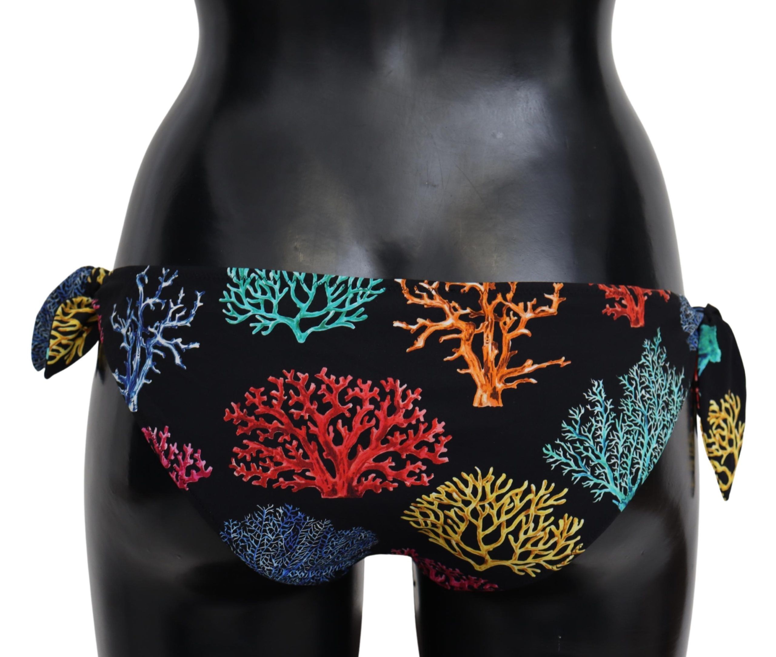 1483402.jpg Chic Black Side-Tie Coral Print Bikini Bottom - Image 3