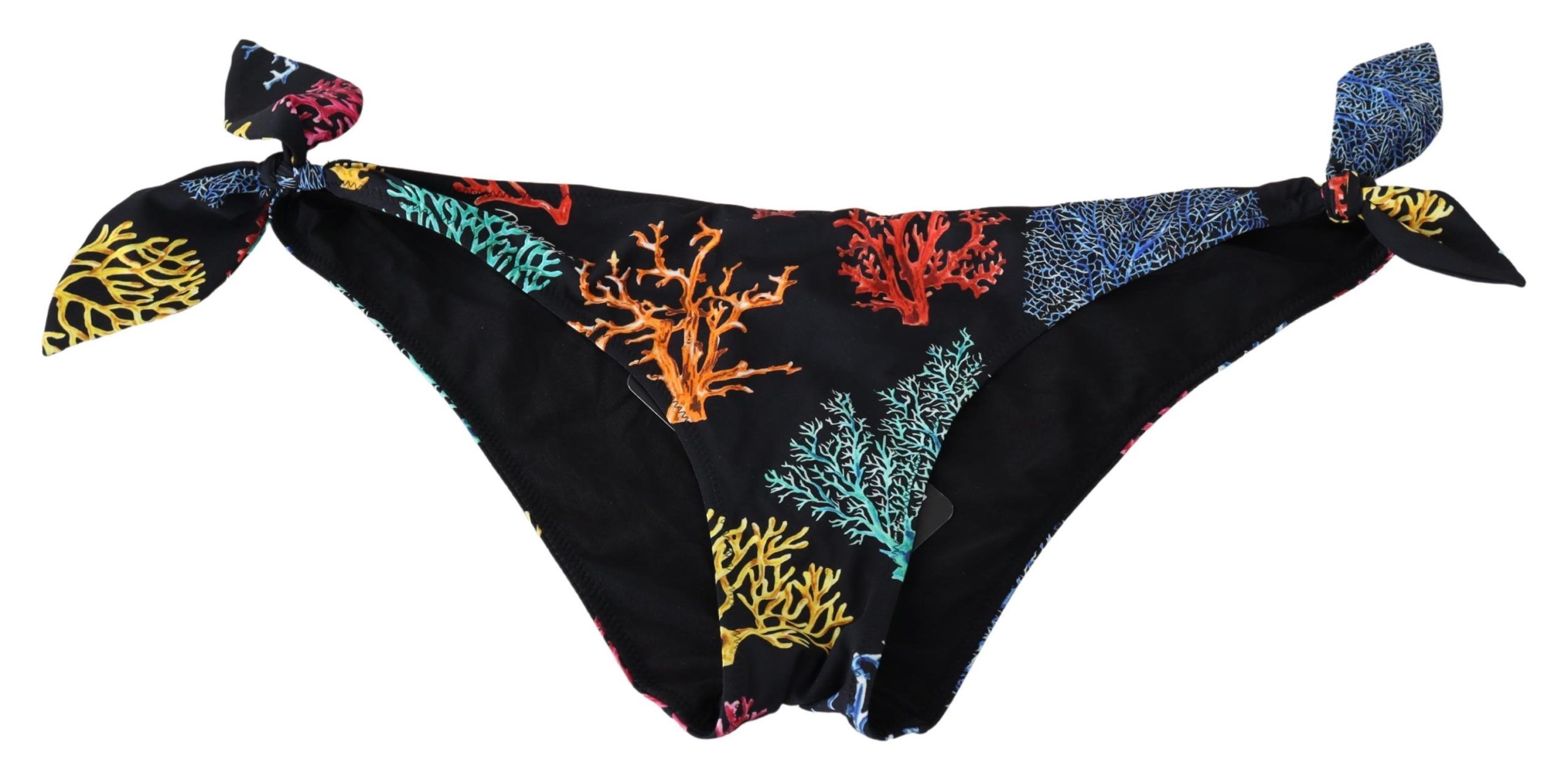 1483403.jpg Chic Black Side-Tie Coral Print Bikini Bottom - Image 4