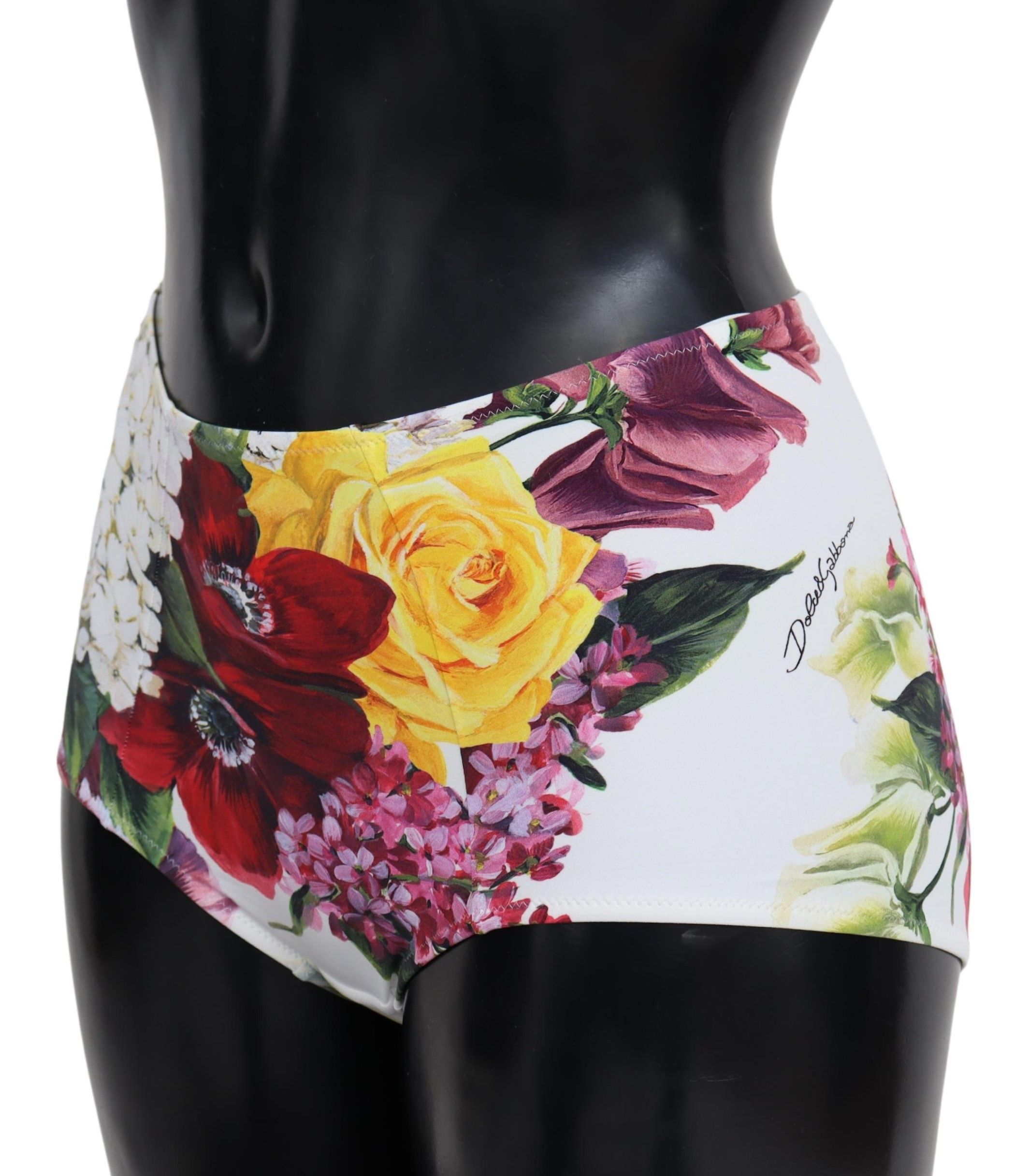 1483411.jpg Elegant White Floral High Waist Bikini Bottom - Image 4