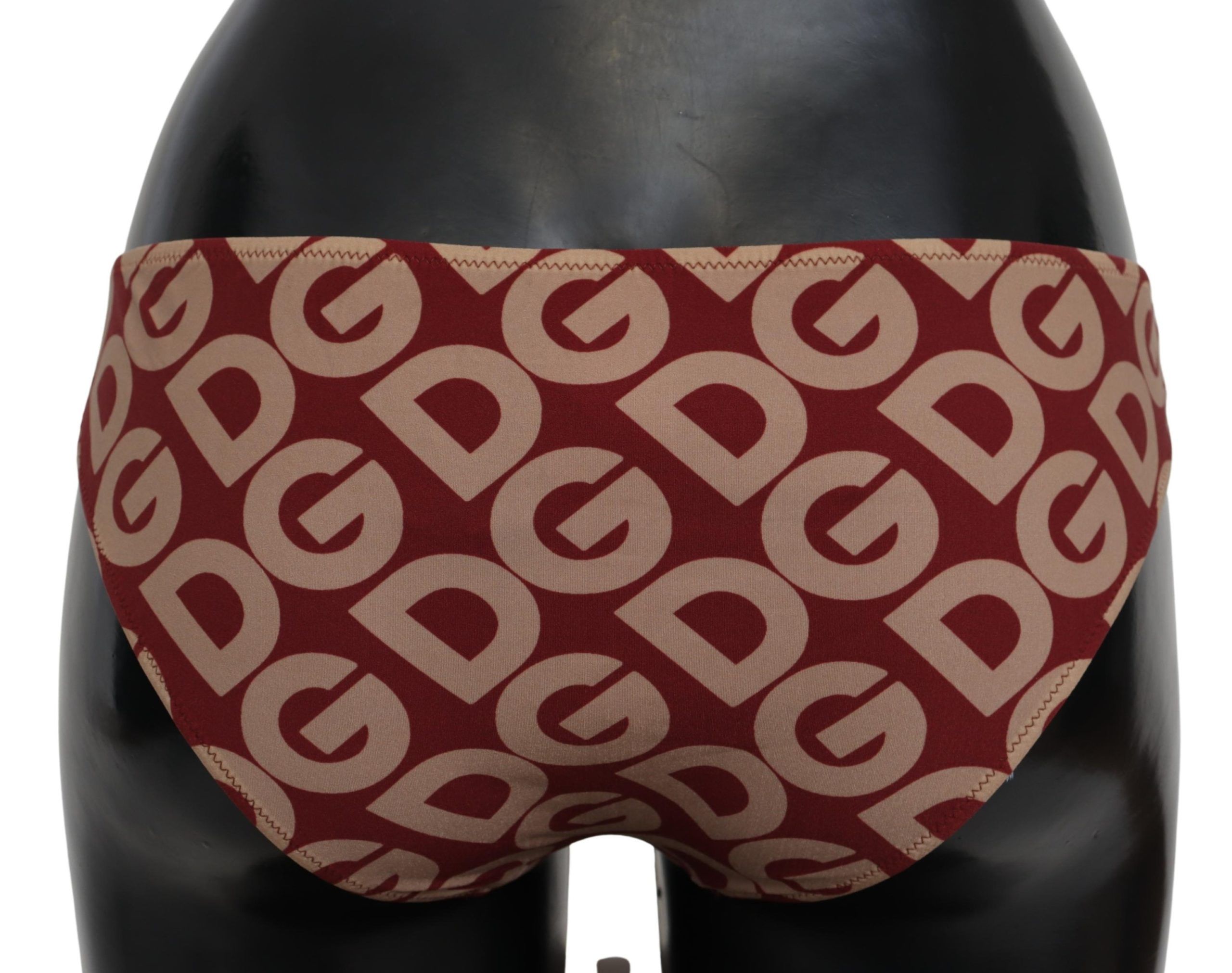 1484199.jpg Chic Maroon Beige Logo Print Bikini Bottom - Image 2