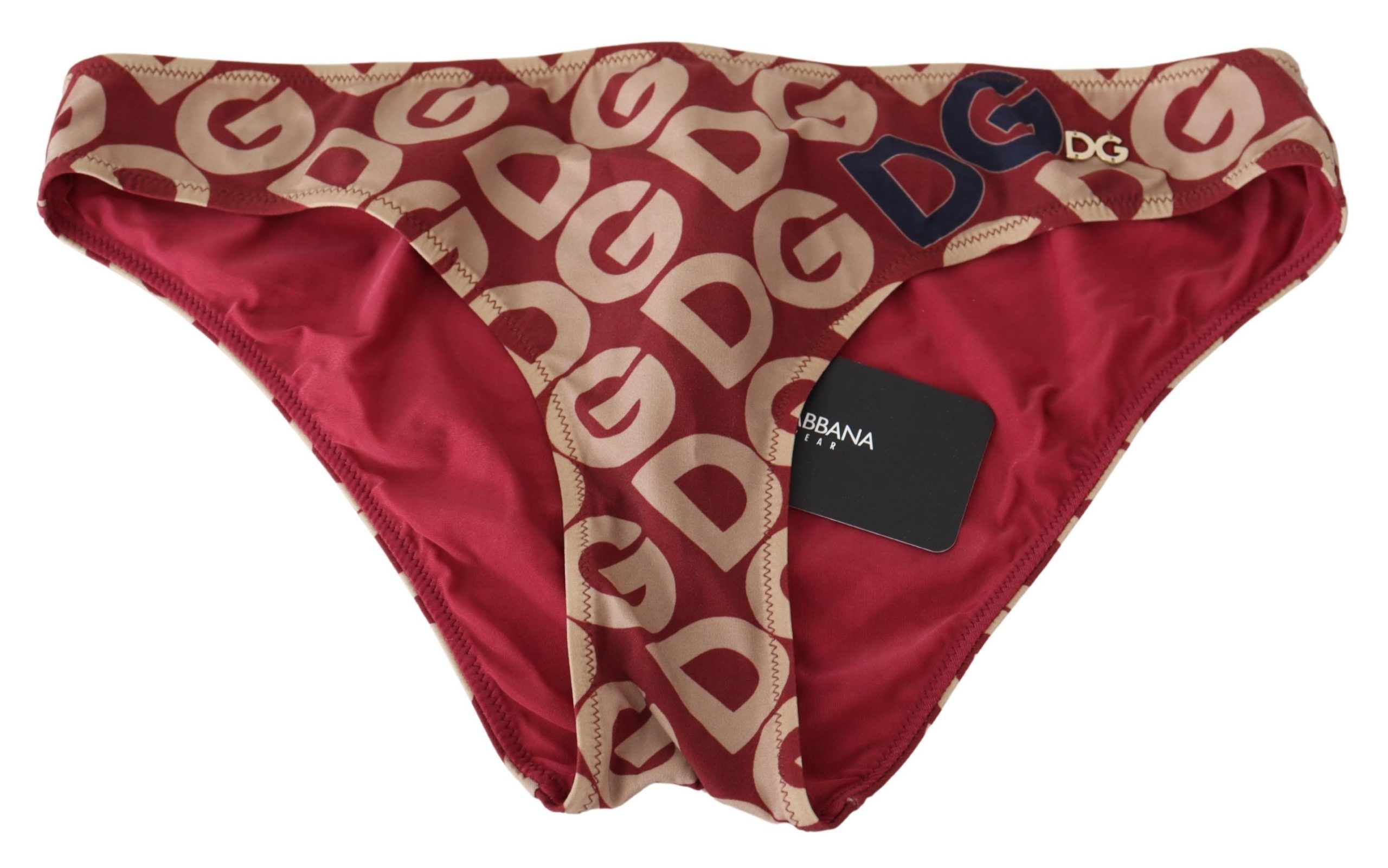 1484200.jpg Chic Maroon Beige Logo Print Bikini Bottom - Image 3