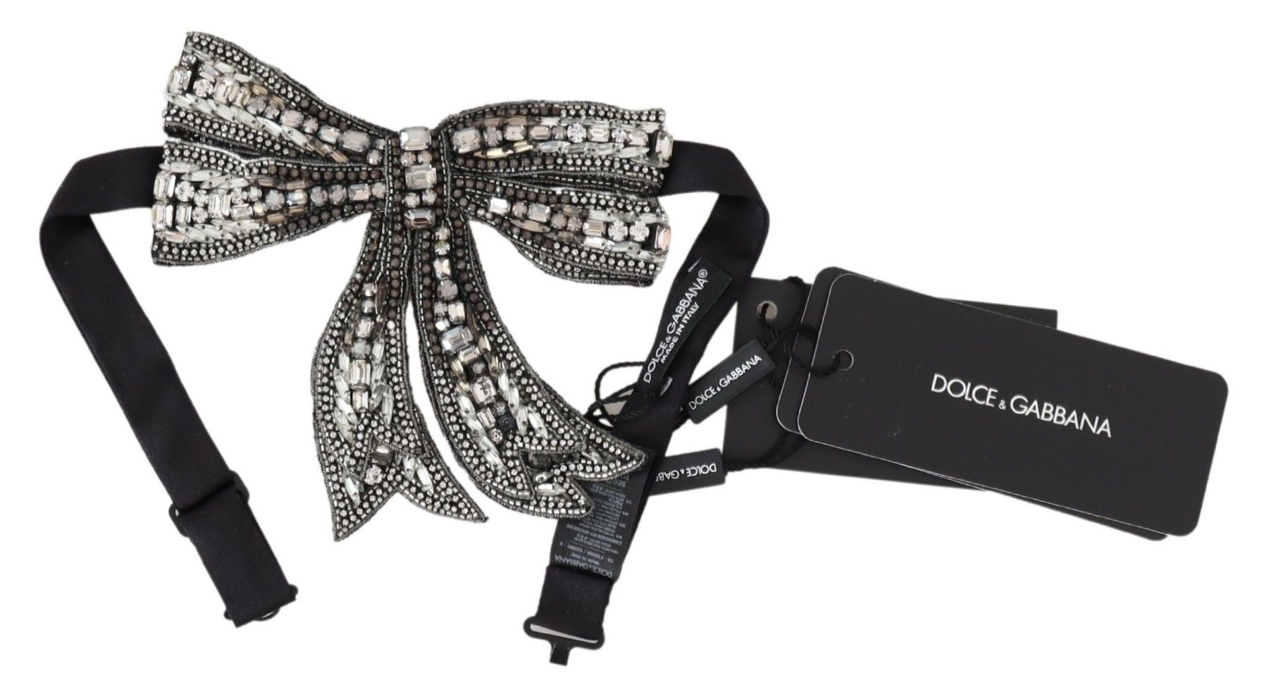 1493861.jpg Elegant Silver Embellished Silk Bowtie - Image 2