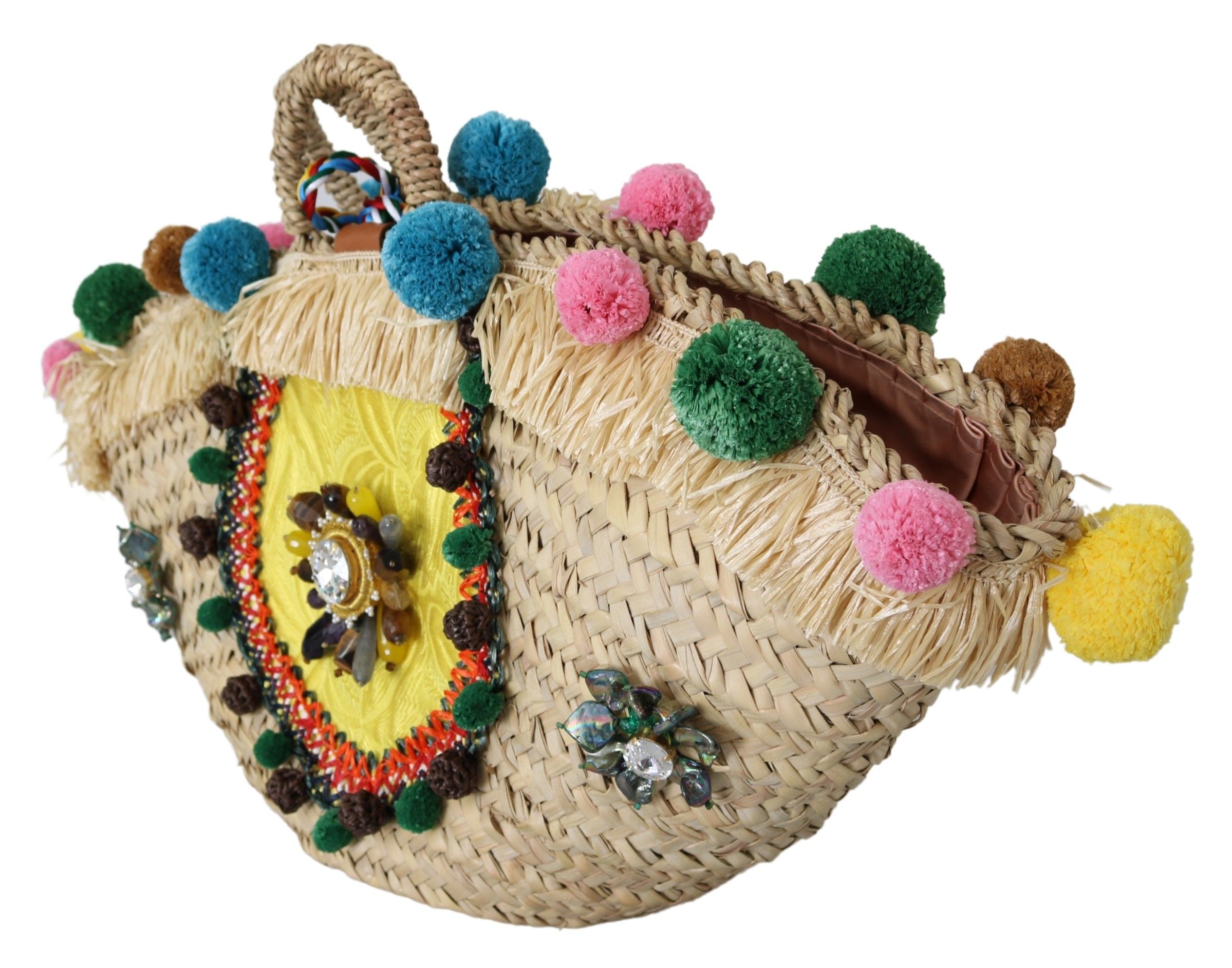 1496727.jpg Elegant Straw and Leather Tote with Crystals - Image 2