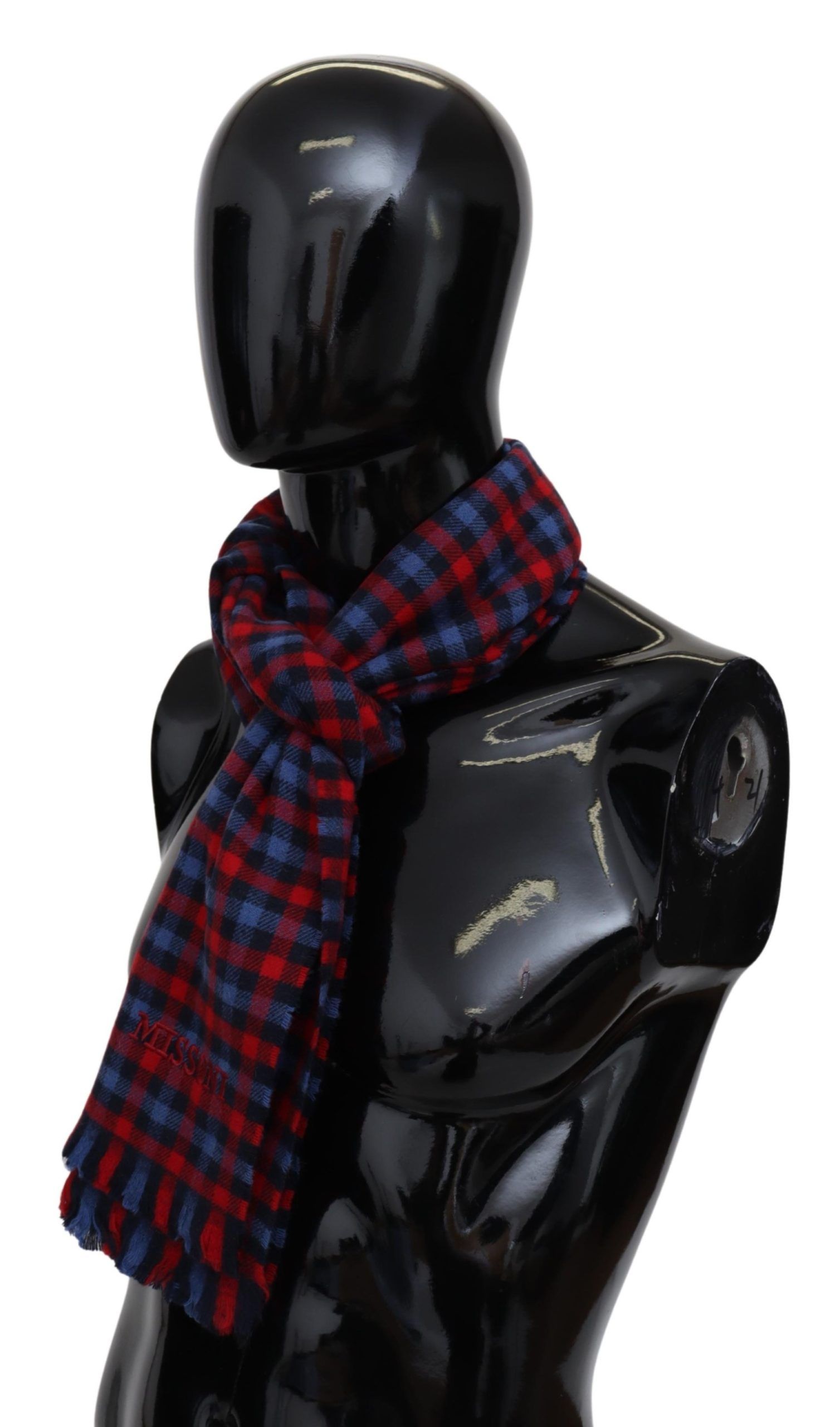 1497865.jpg Chic Check Pattern Wool Scarf with Logo Embroidery - Image 2