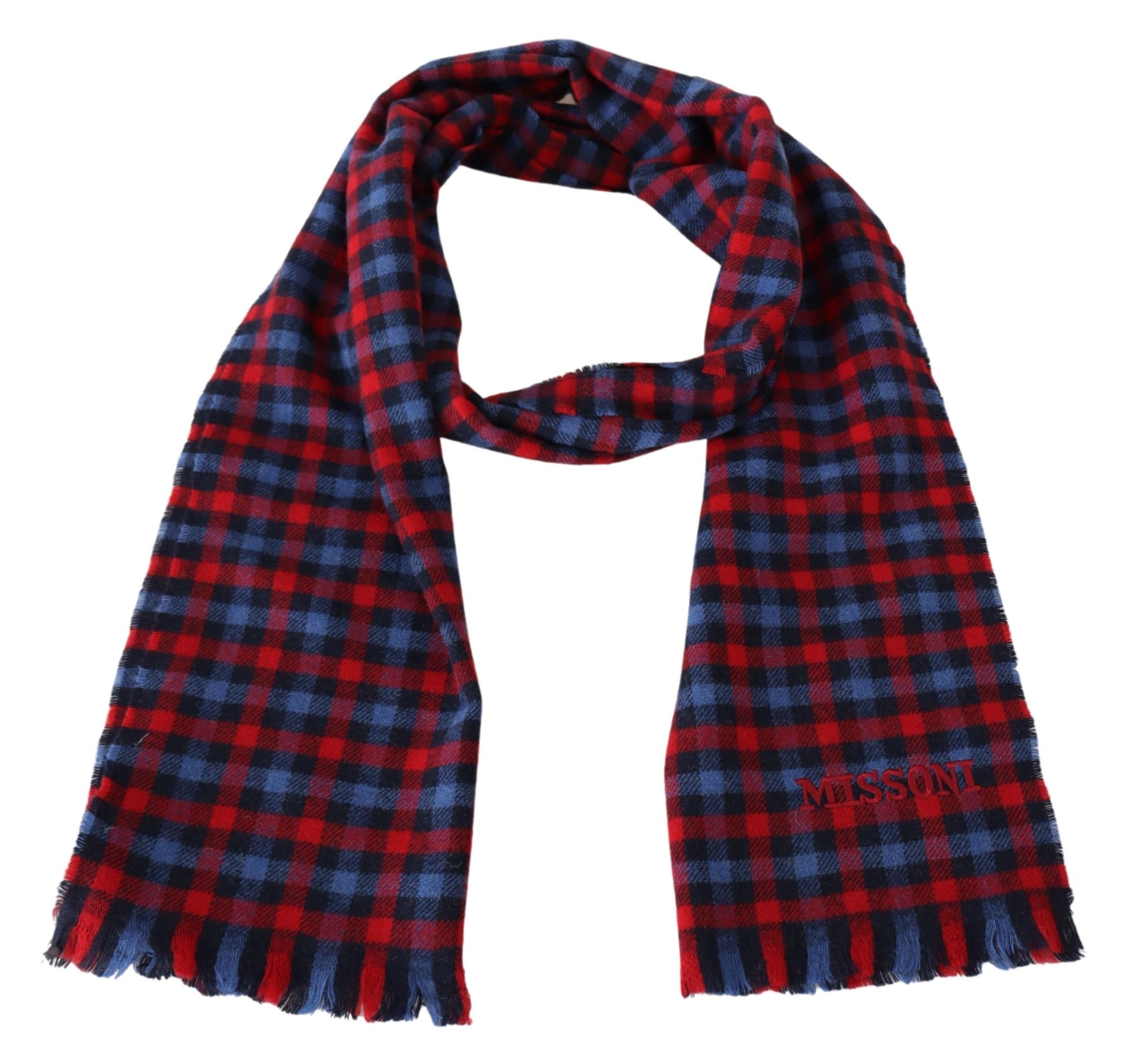 1497866.jpg Chic Check Pattern Wool Scarf with Logo Embroidery - Image 3