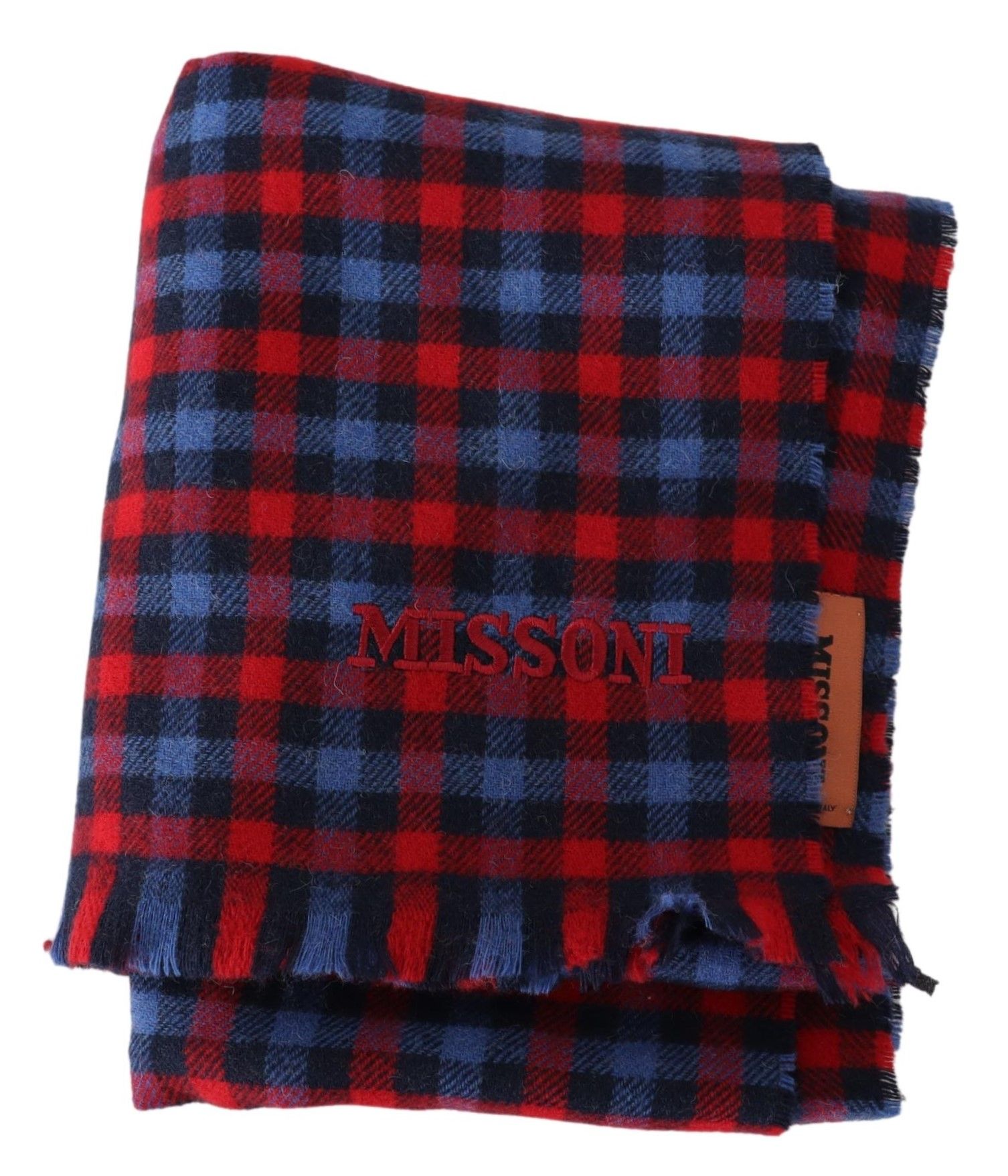 1497867.jpg Chic Check Pattern Wool Scarf with Logo Embroidery - Image 4