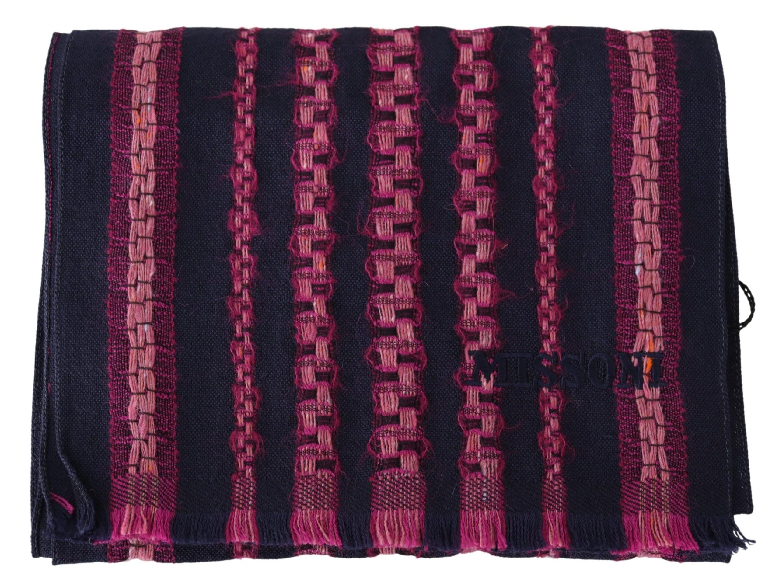 1498161.jpg Elegant Striped Wool Scarf in Black and Pink - Image 4