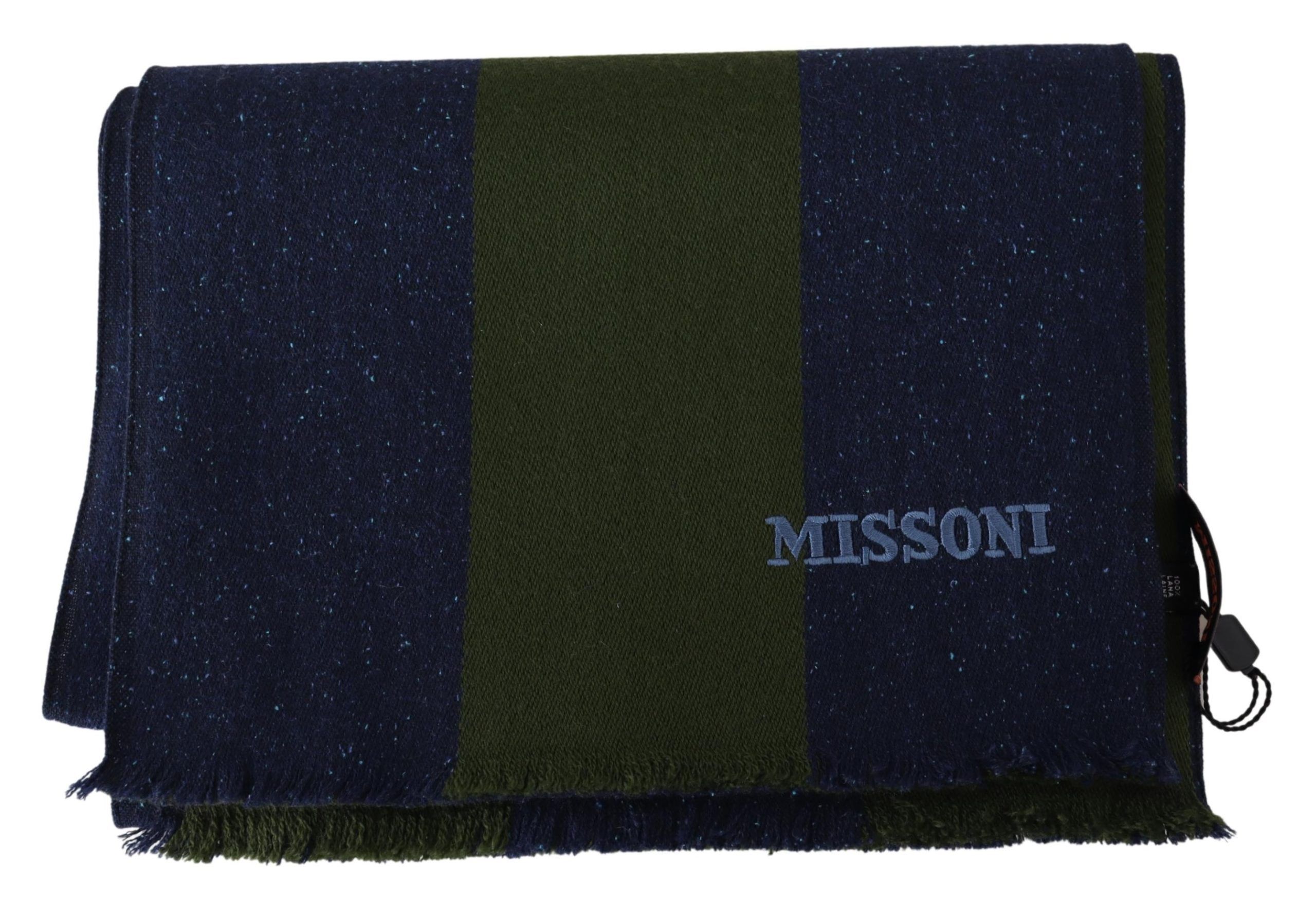 1498211.jpg Authentic Wool Scarf with Stripes and Logo Embroidery - Image 4