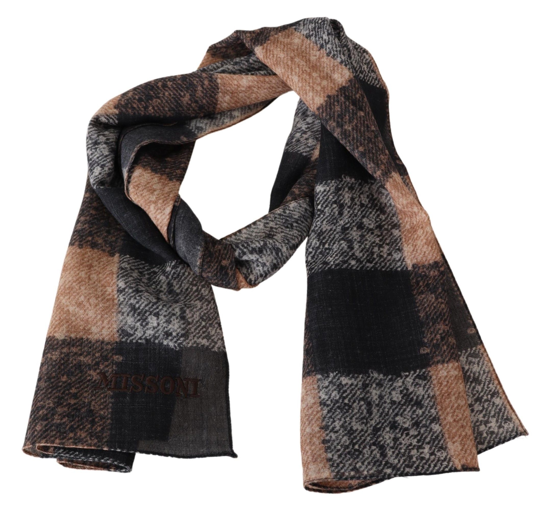 1516282.jpg Plaid Wool Scarf with Logo Embroidery - Image 3