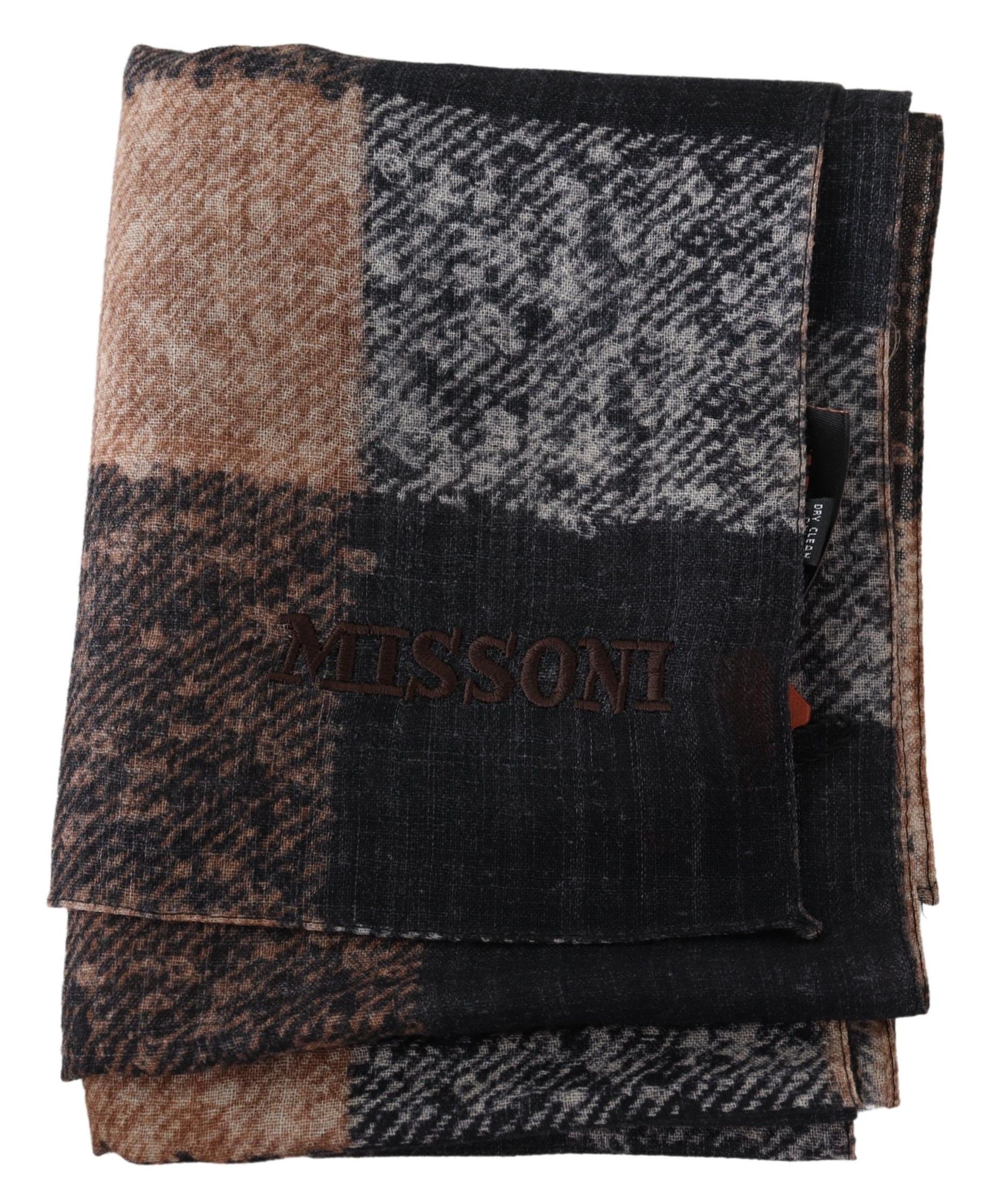 1516283.jpg Plaid Wool Scarf with Logo Embroidery - Image 4