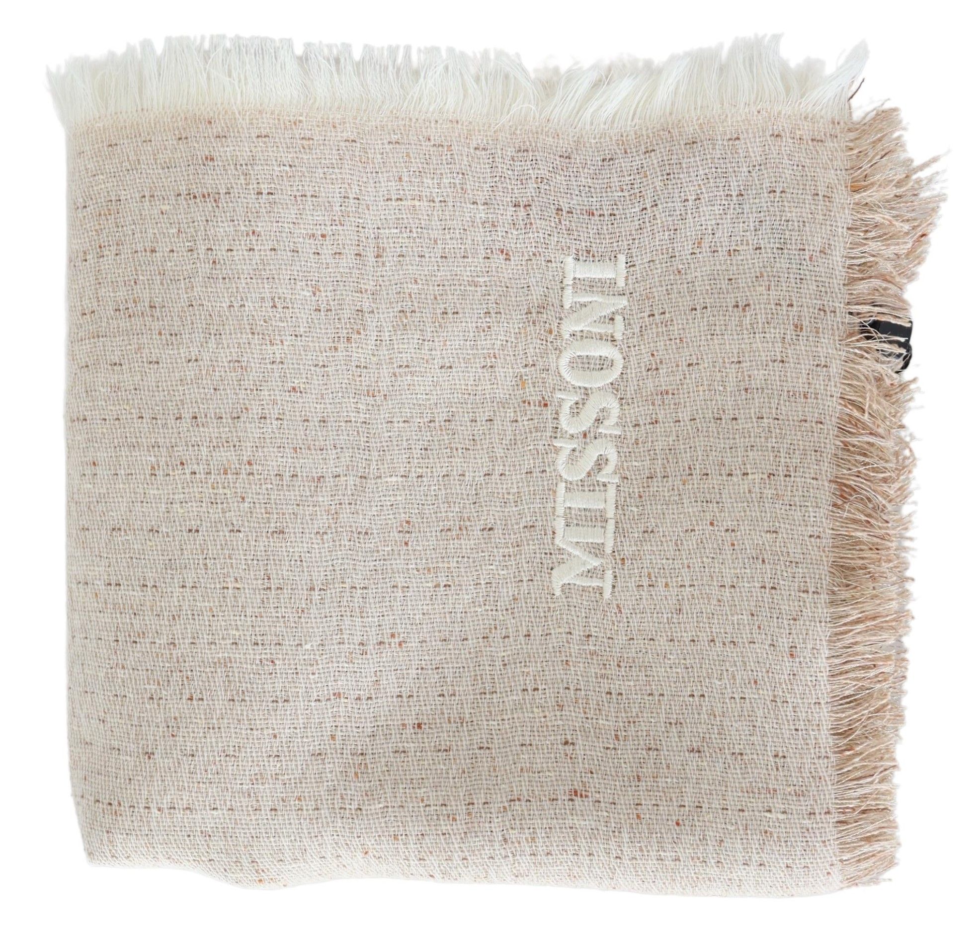 1516481.jpg Elegant Beige Wool Scarf with Fringes - Image 3