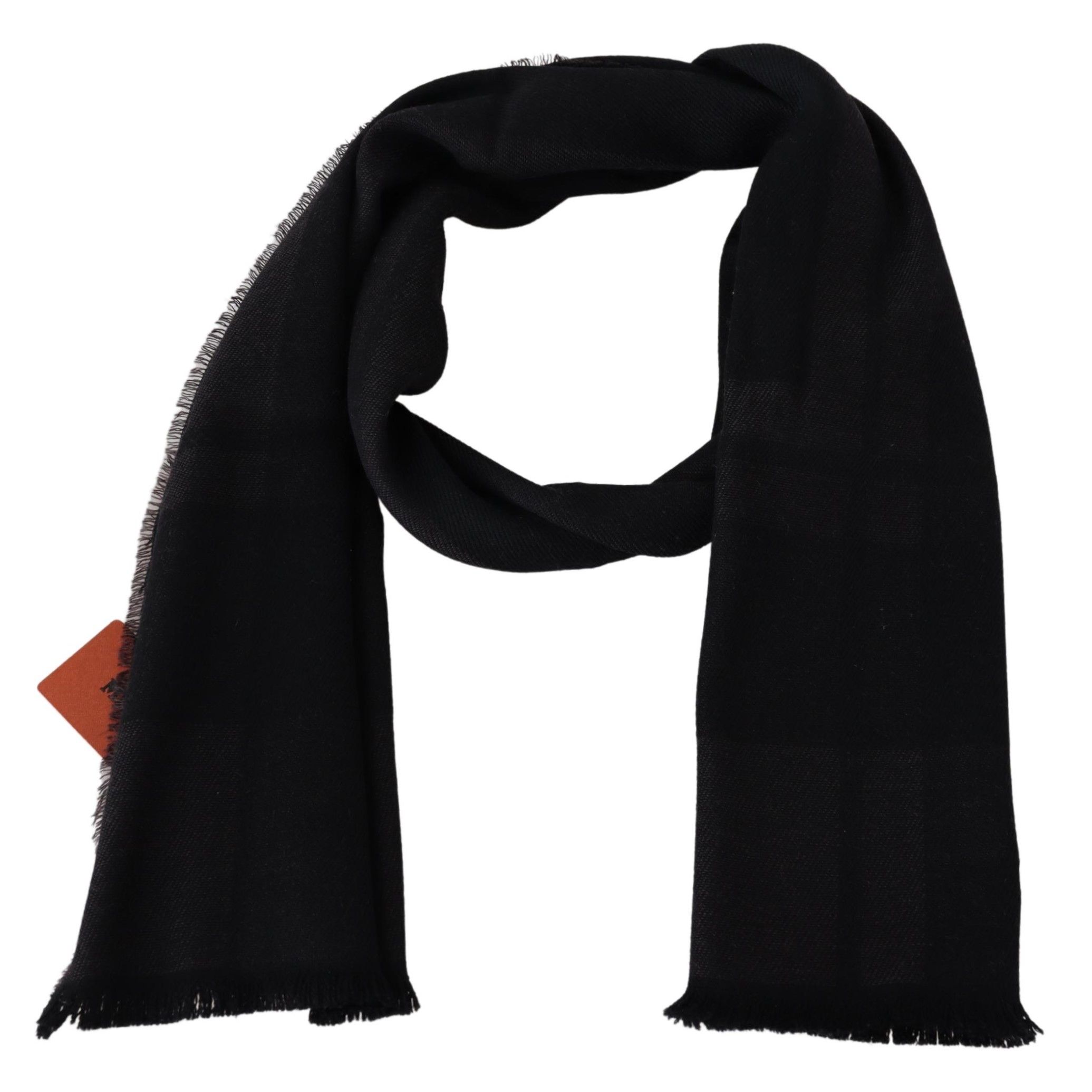 1516632.jpg Elegant Black Wool Scarf with Logo Embroidery - Image 2