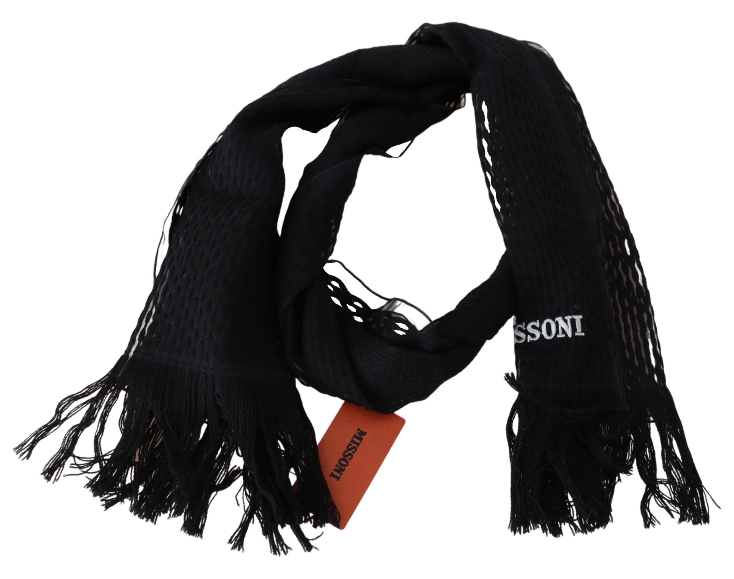 1516636.jpg Elegant Wool Silk Unisex Black Scarf - Image 2