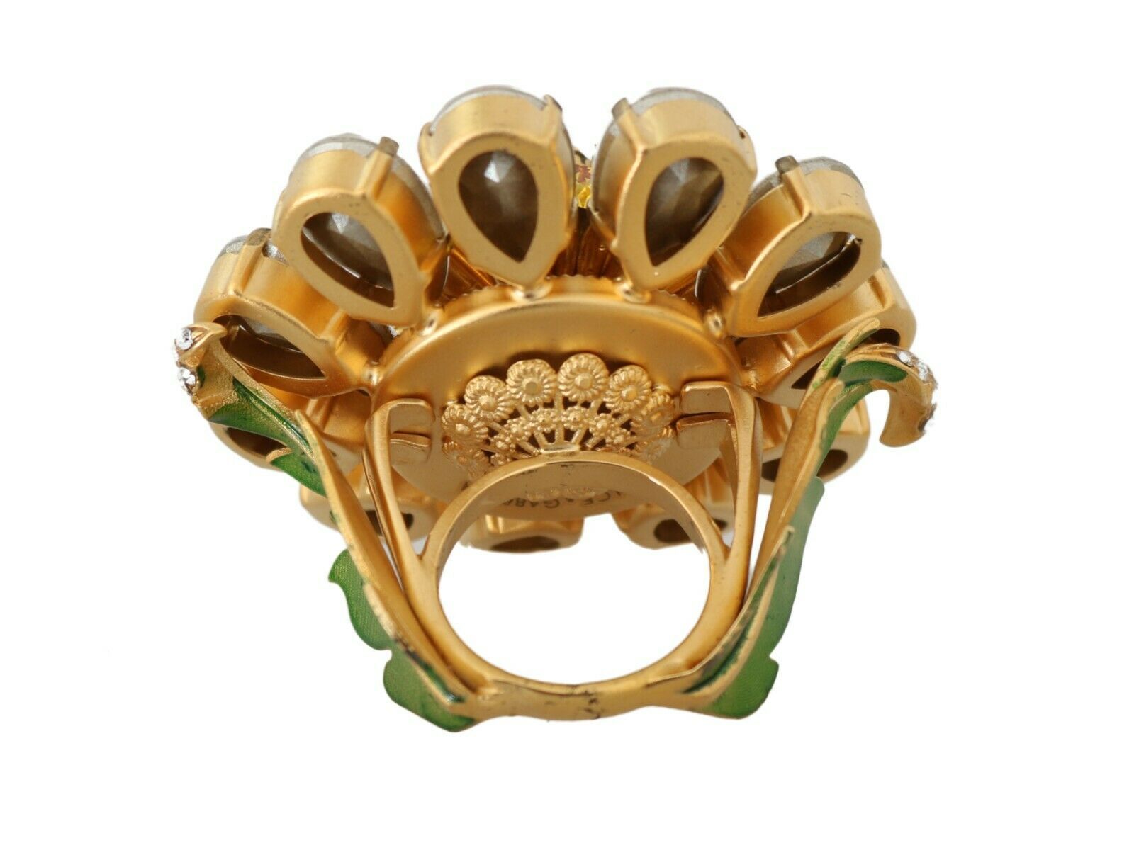 1517058.jpg Crystal Flower Statement Ring Size US 7.5 - Image 2