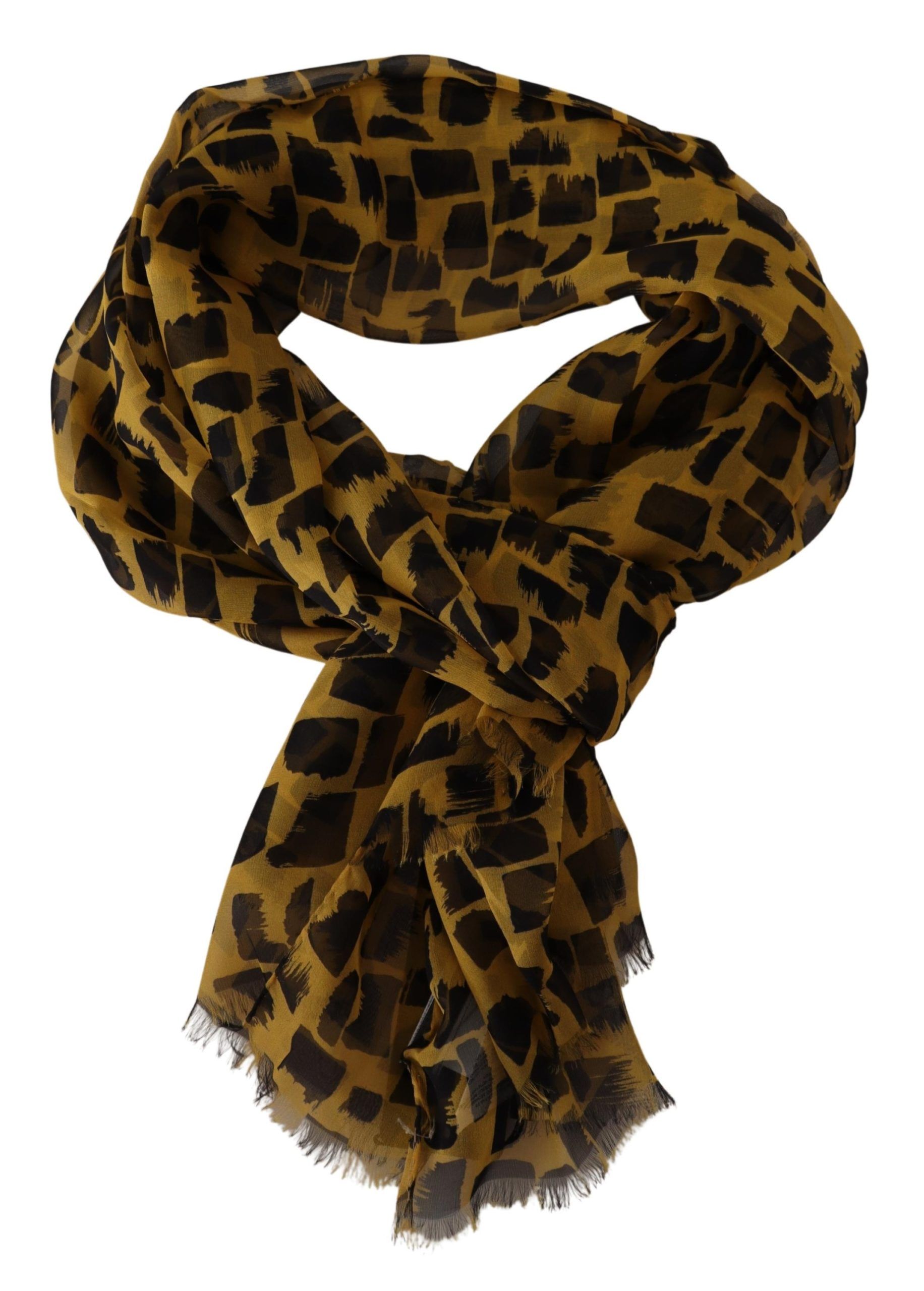 1524942.jpg Elegant Silk Scarf in Yellow & Black - Image 4