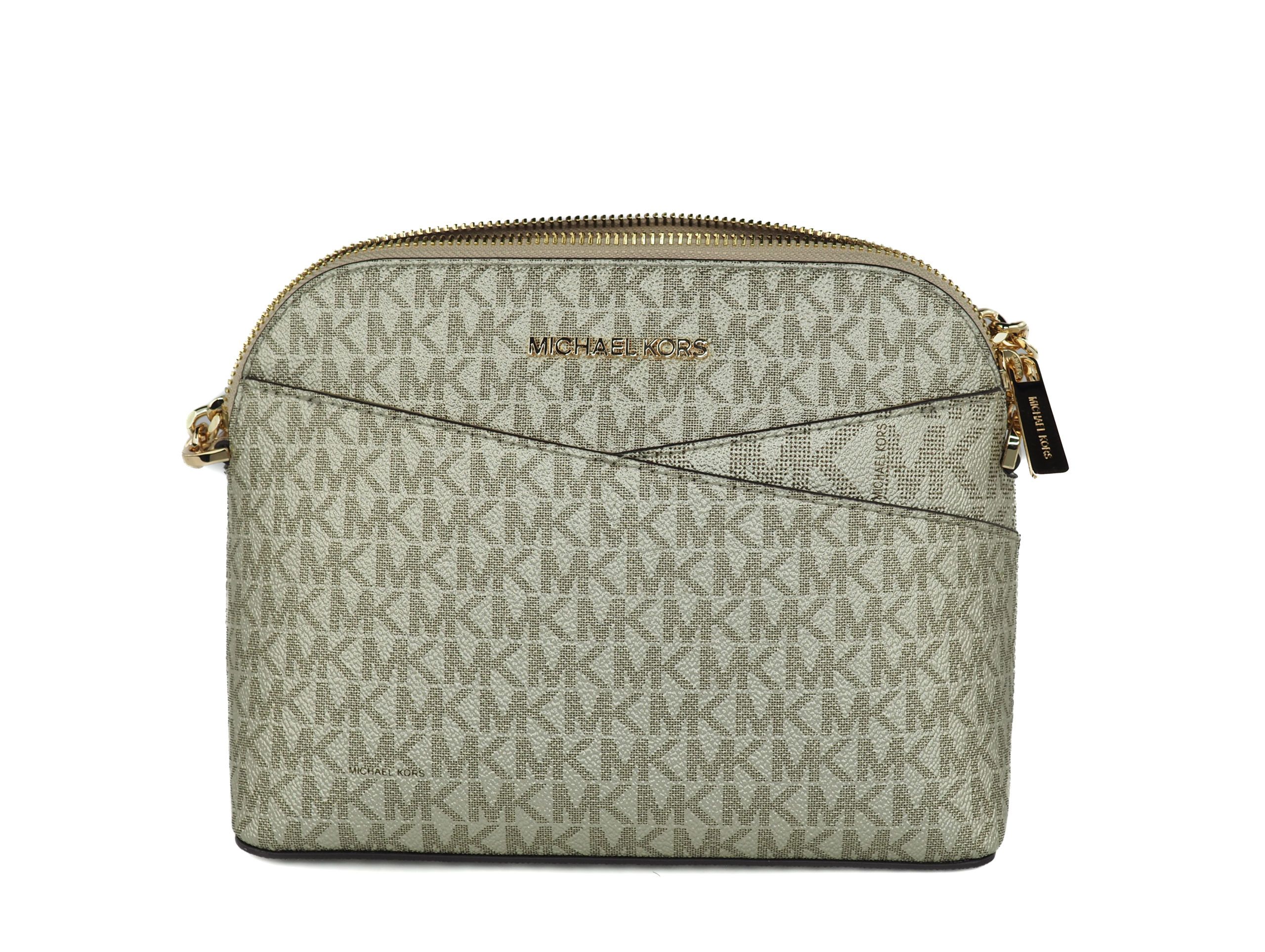 Jet Set Travel Medium Leather X Cross Dome Crossbody Handbag (Pale Gold Signature/Gold)